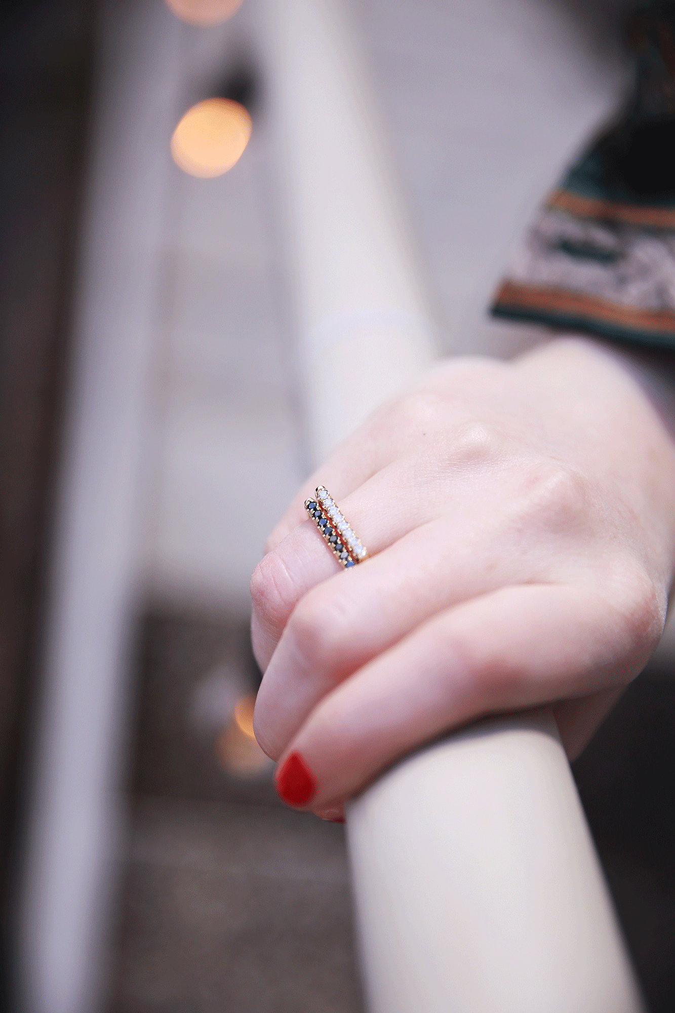14k Black Diamond Stacking Square Ring