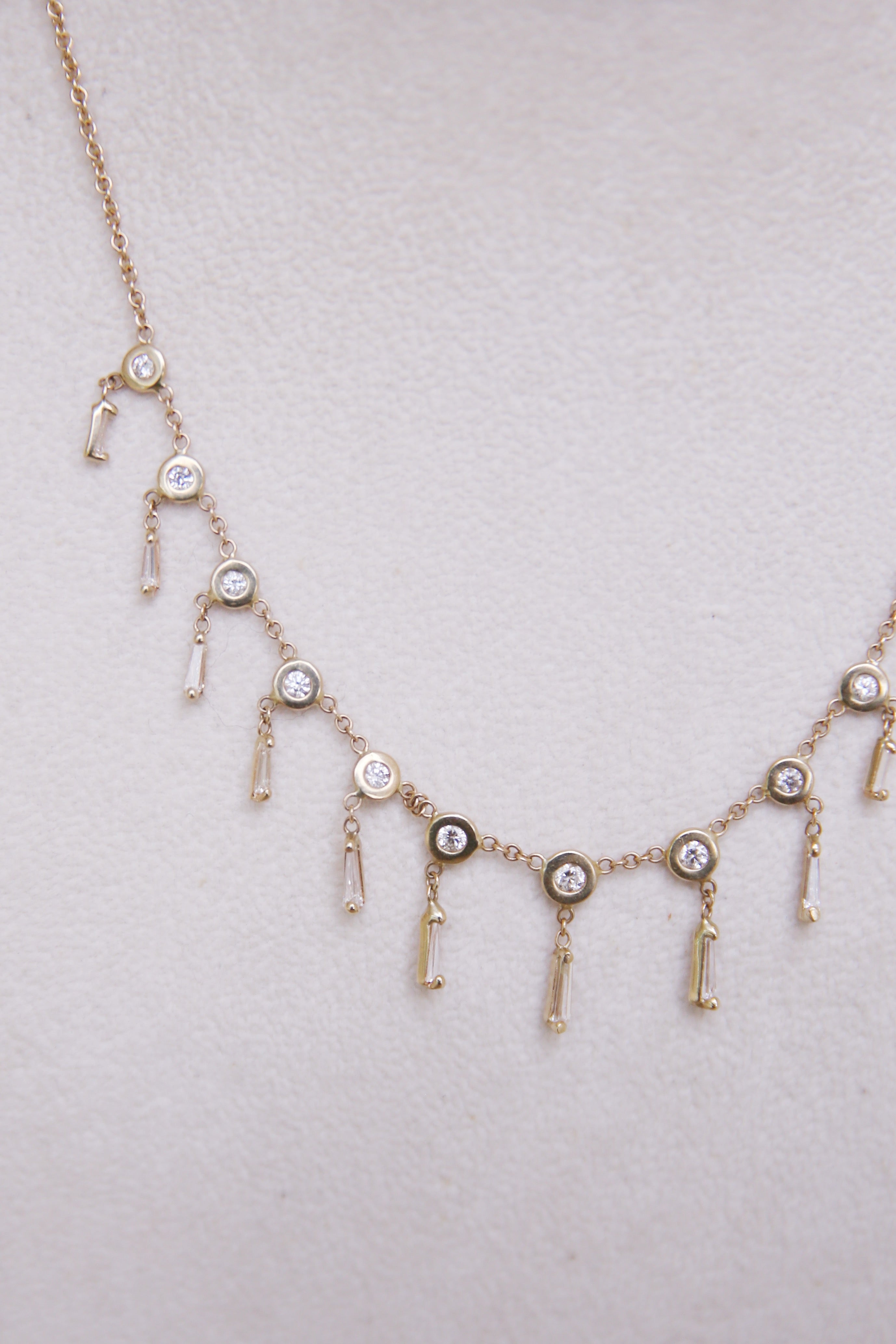 14k YG Graduated Baguette Shaker Necklace