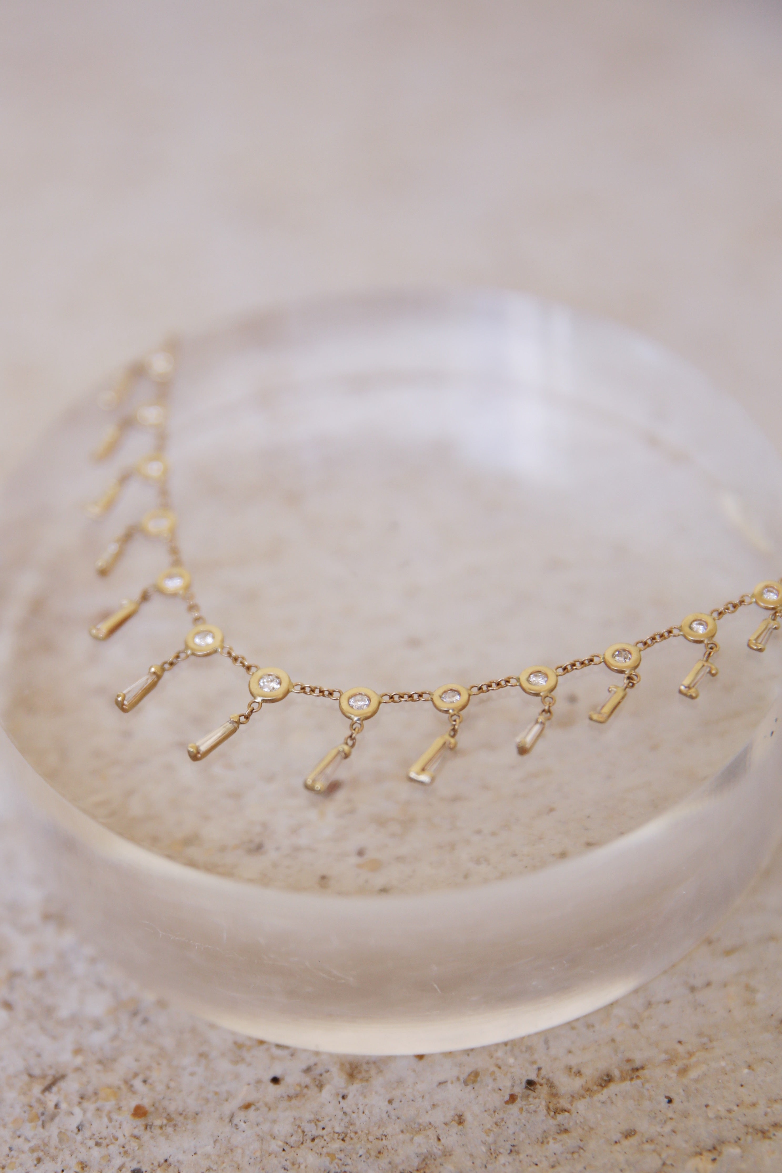 14k YG Graduated Baguette Shaker Necklace