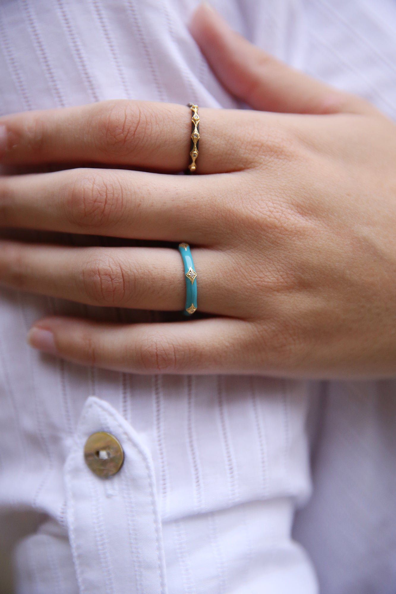 18k YG + SS Crivelli Stack Band Ring