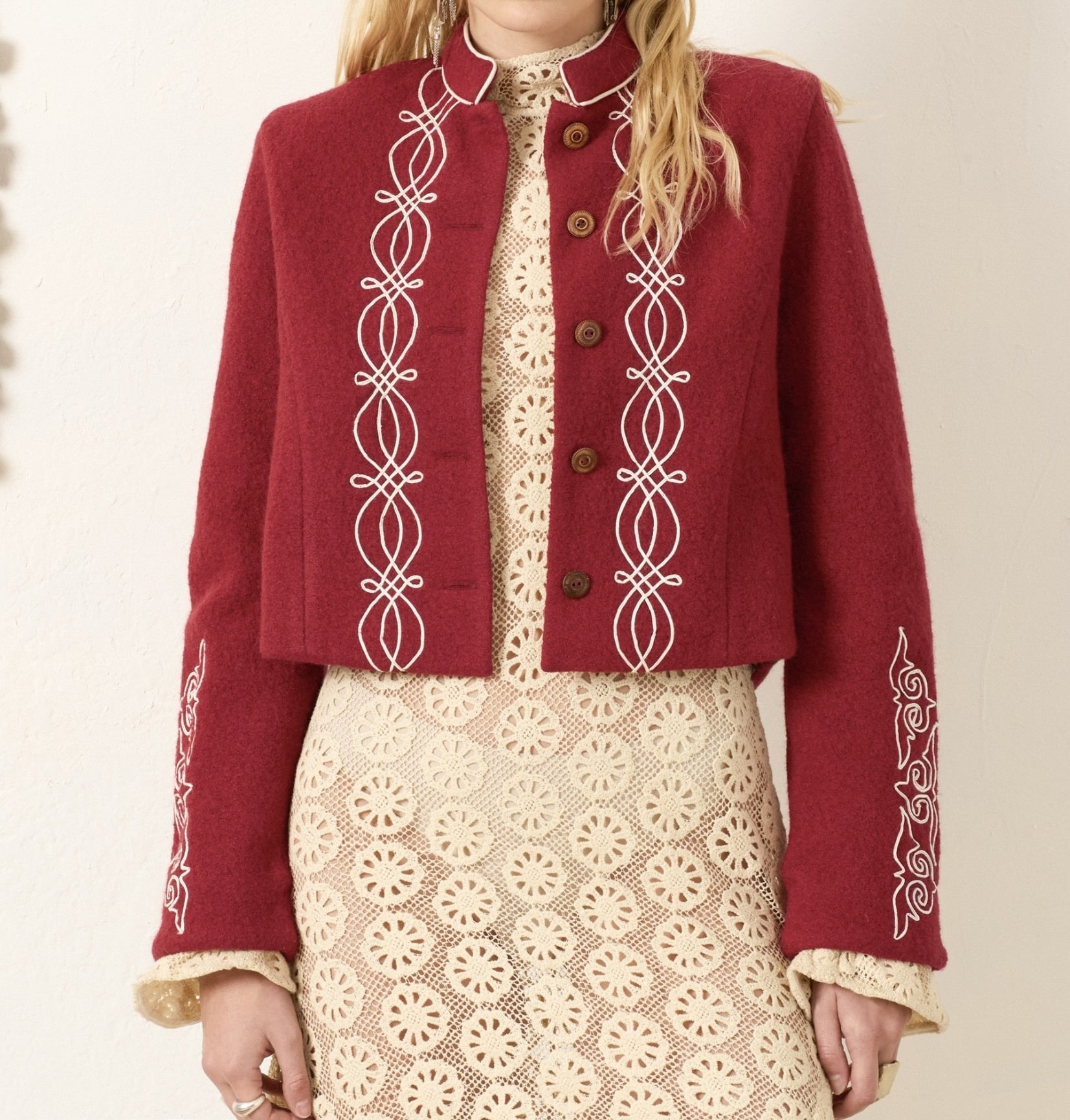 Corinne Scarlet Cord Jacket
