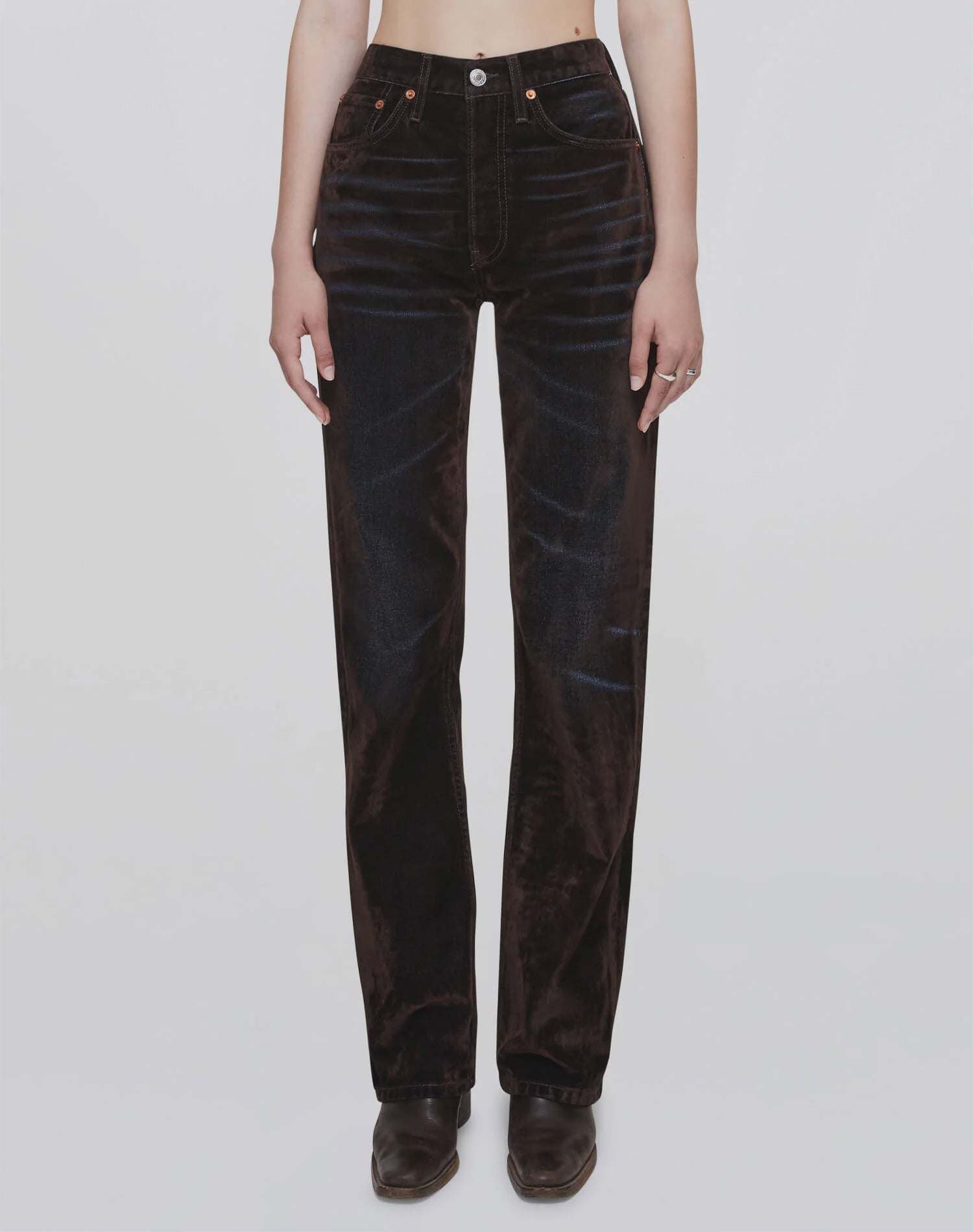 90s High Rise Loose Brown Flocked