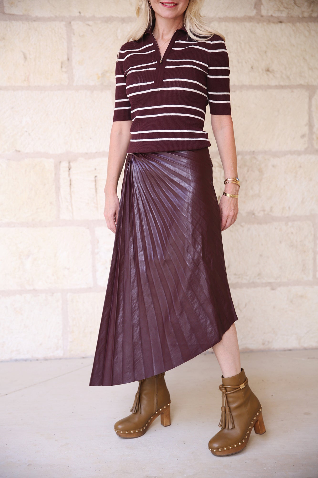 Tracy Vegan Leather Skirt Cordovan