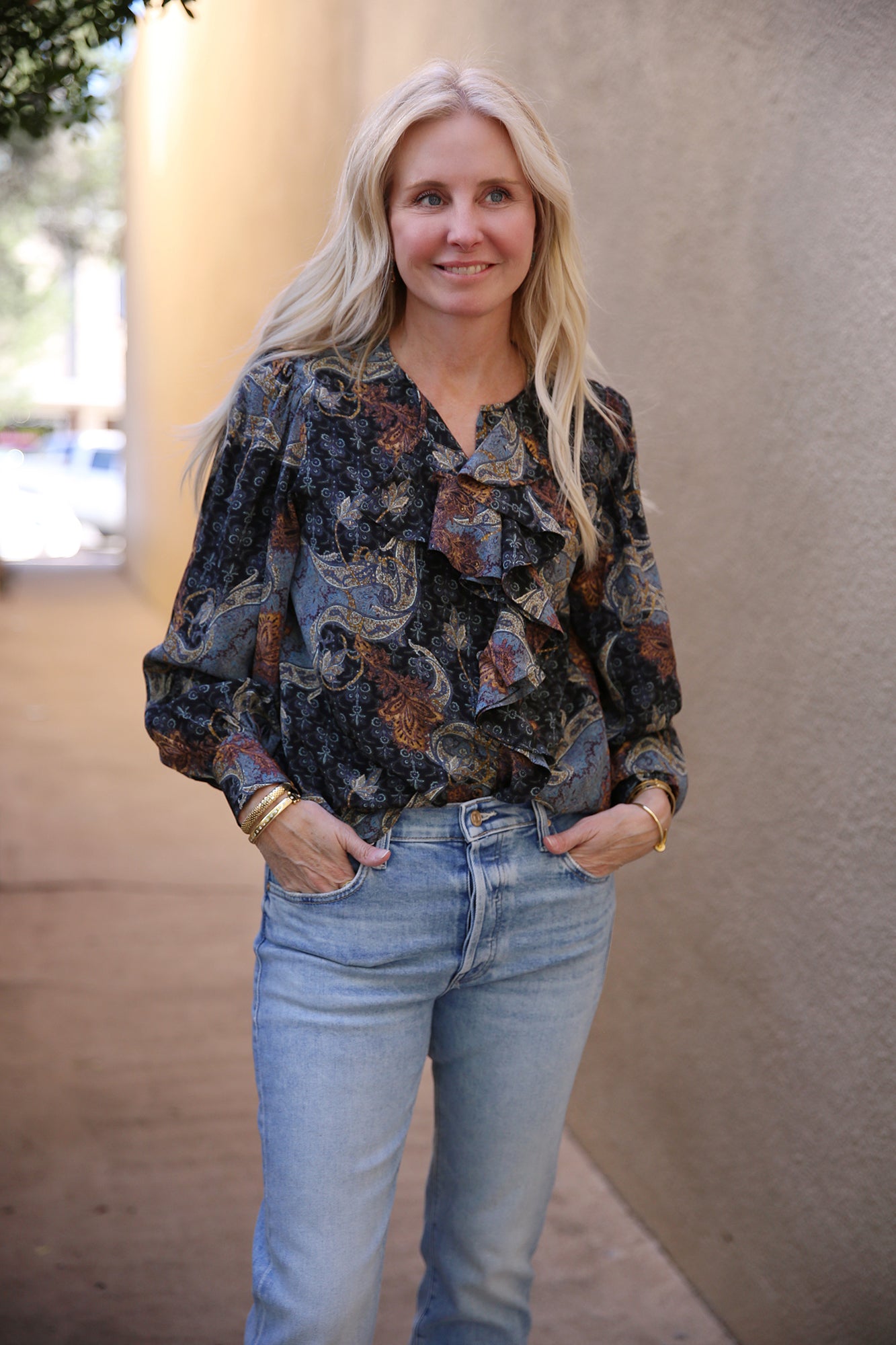 Adelaide Silk Blouse Azure