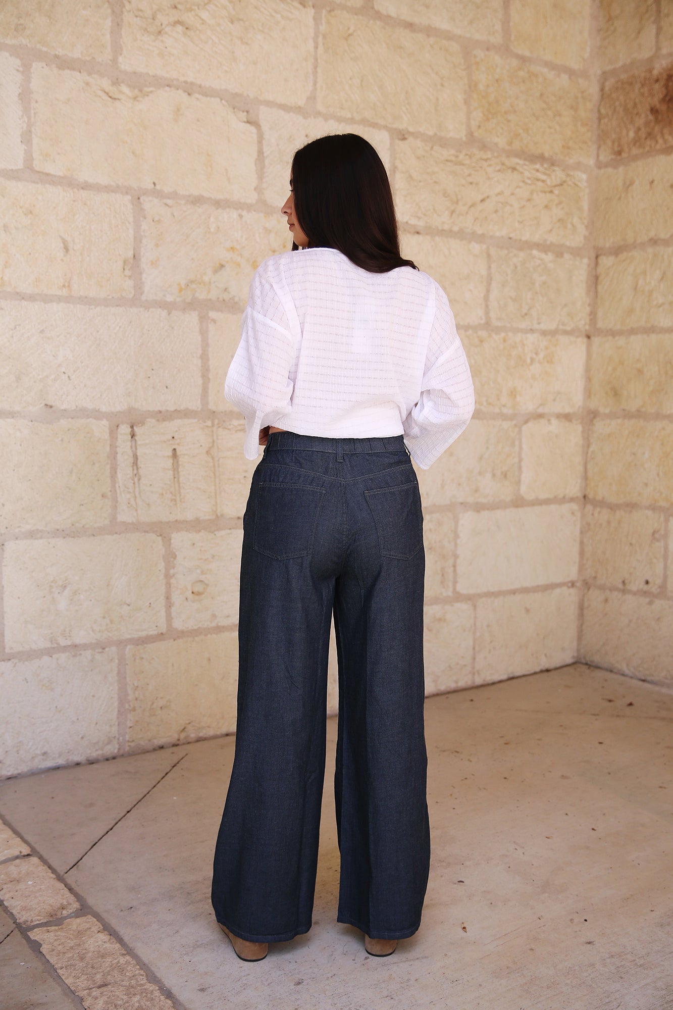 Airy Organic Cotton Twill Wide Leg Pant Denim