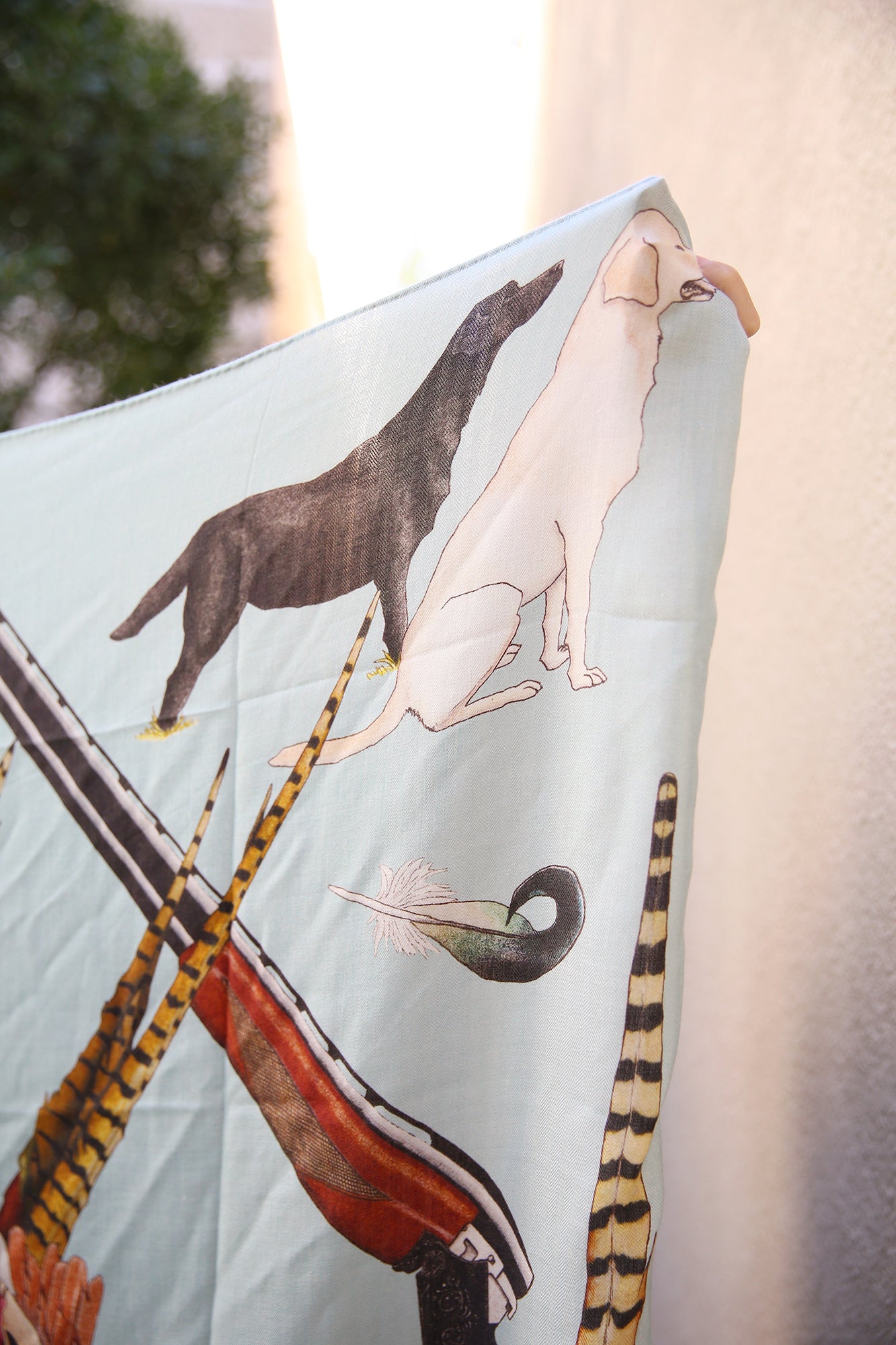 Bird Hunting Fend L'Air Cashmere Silk Shawl 54x54"