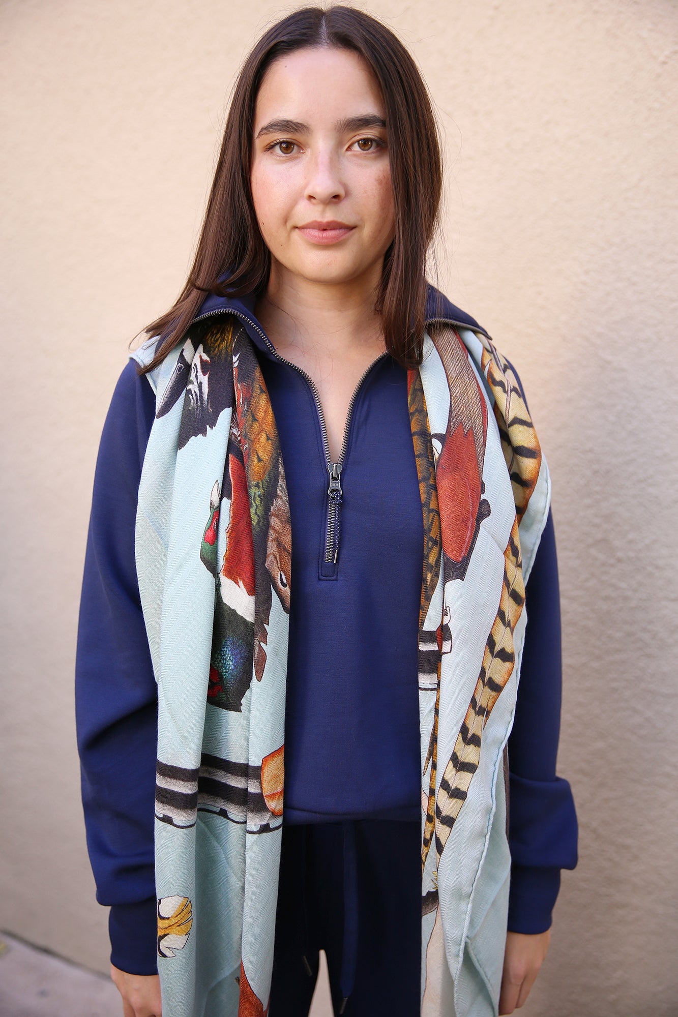 Bird Hunting Fend L'Air Cashmere Silk Shawl 54x54"