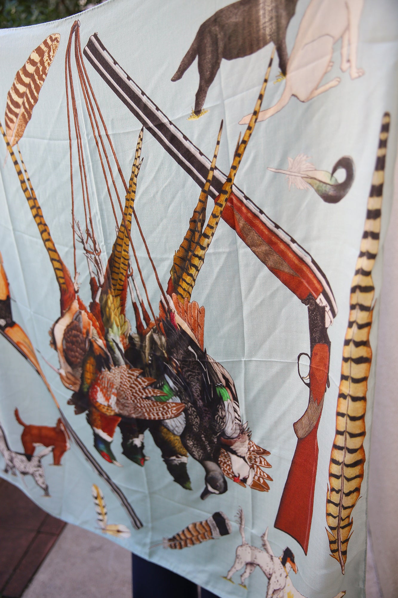 Bird Hunting Fend L'Air Cashmere Silk Shawl 54x54"