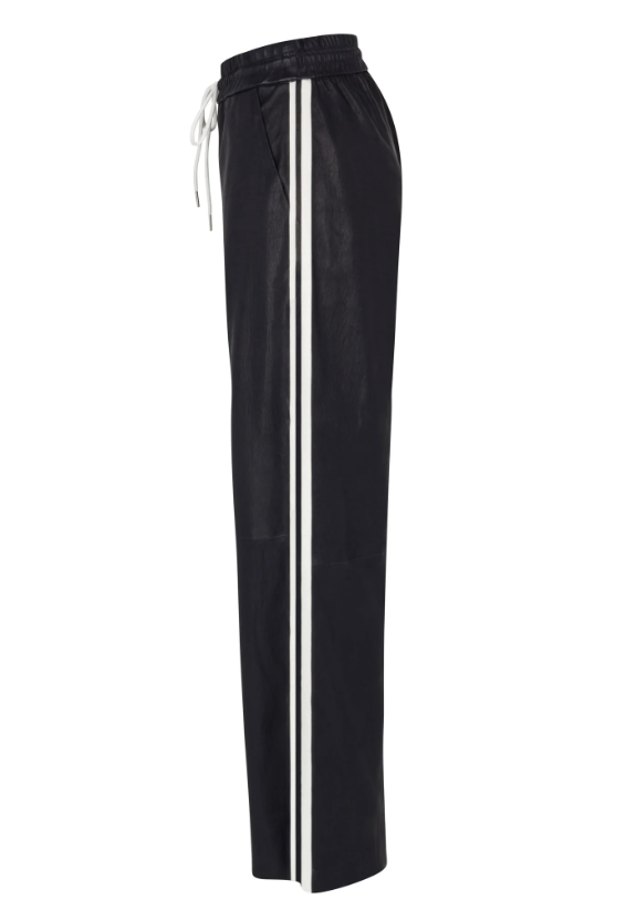 Black Leather Baggy Athletic Pants