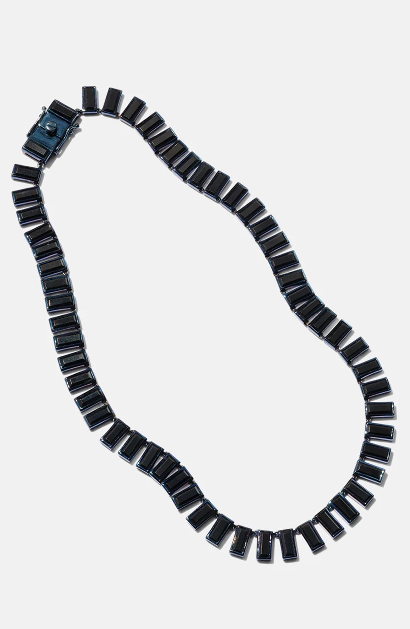 Baguette Tile Rivière Necklace Black Spinel