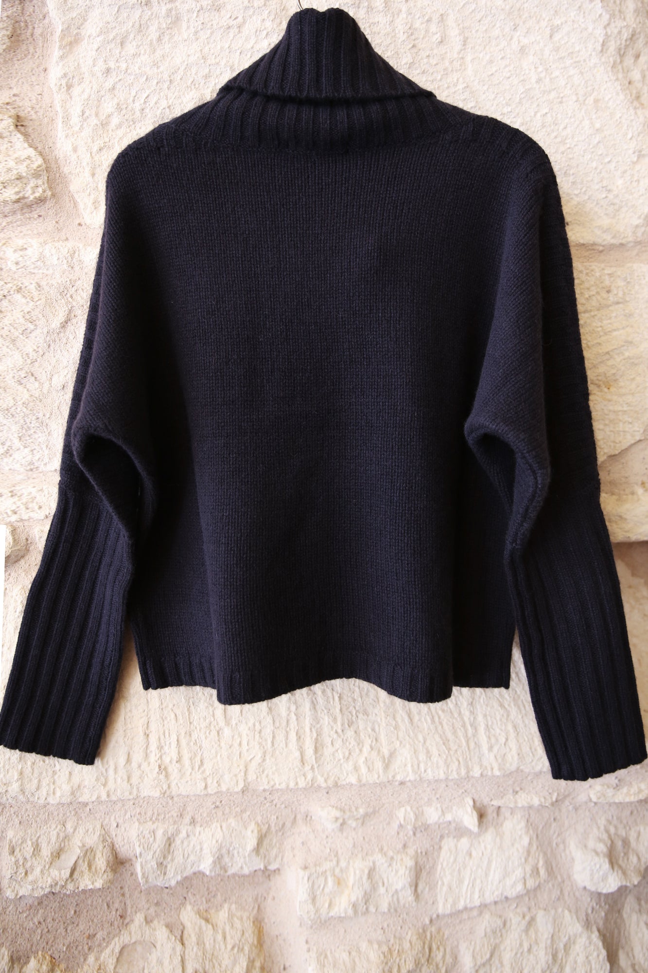 Bat Sleeve Cashmere Turtleneck Sweater Blue Notte