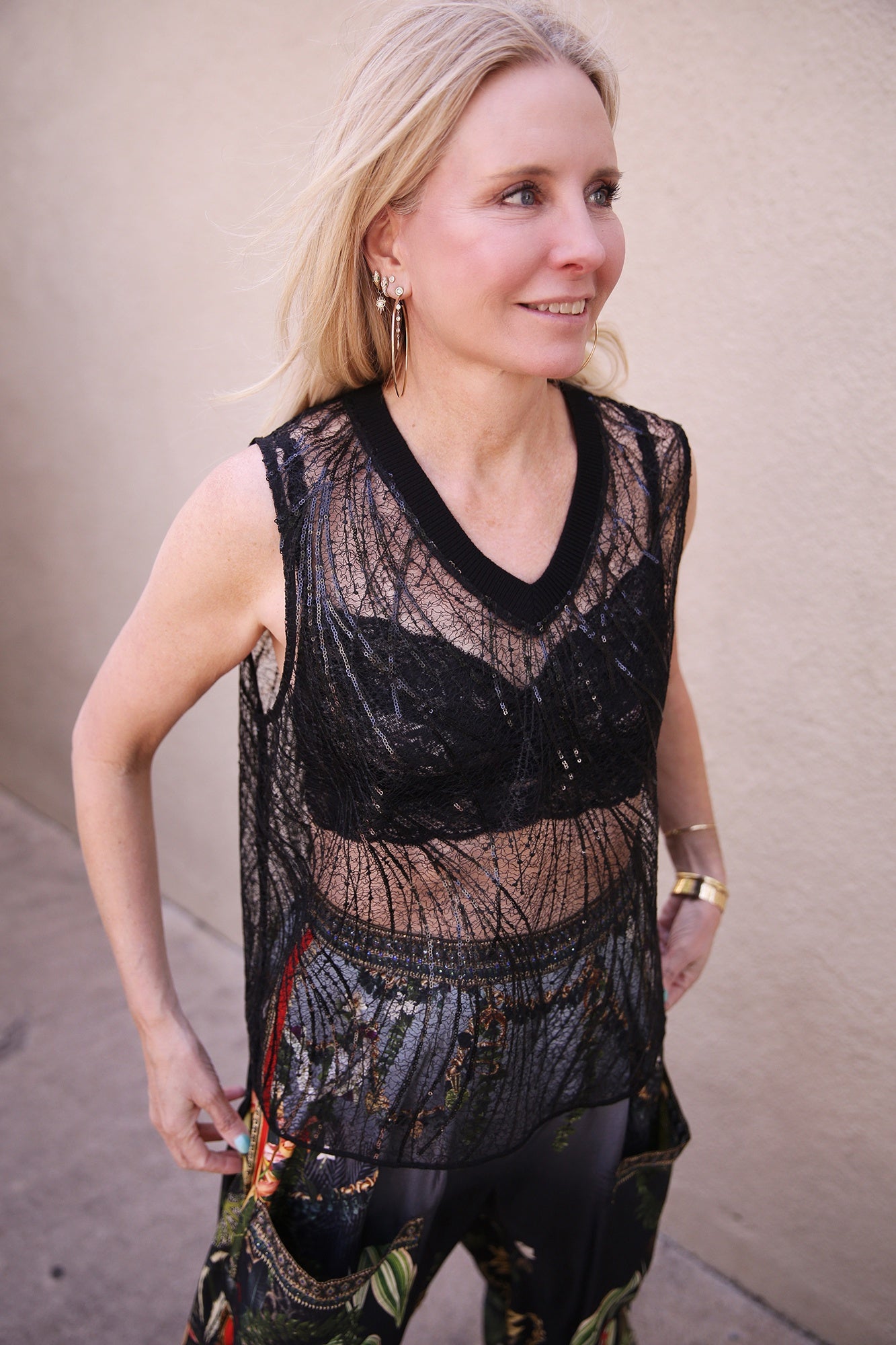 Black Web With Sequin Detail Gilet