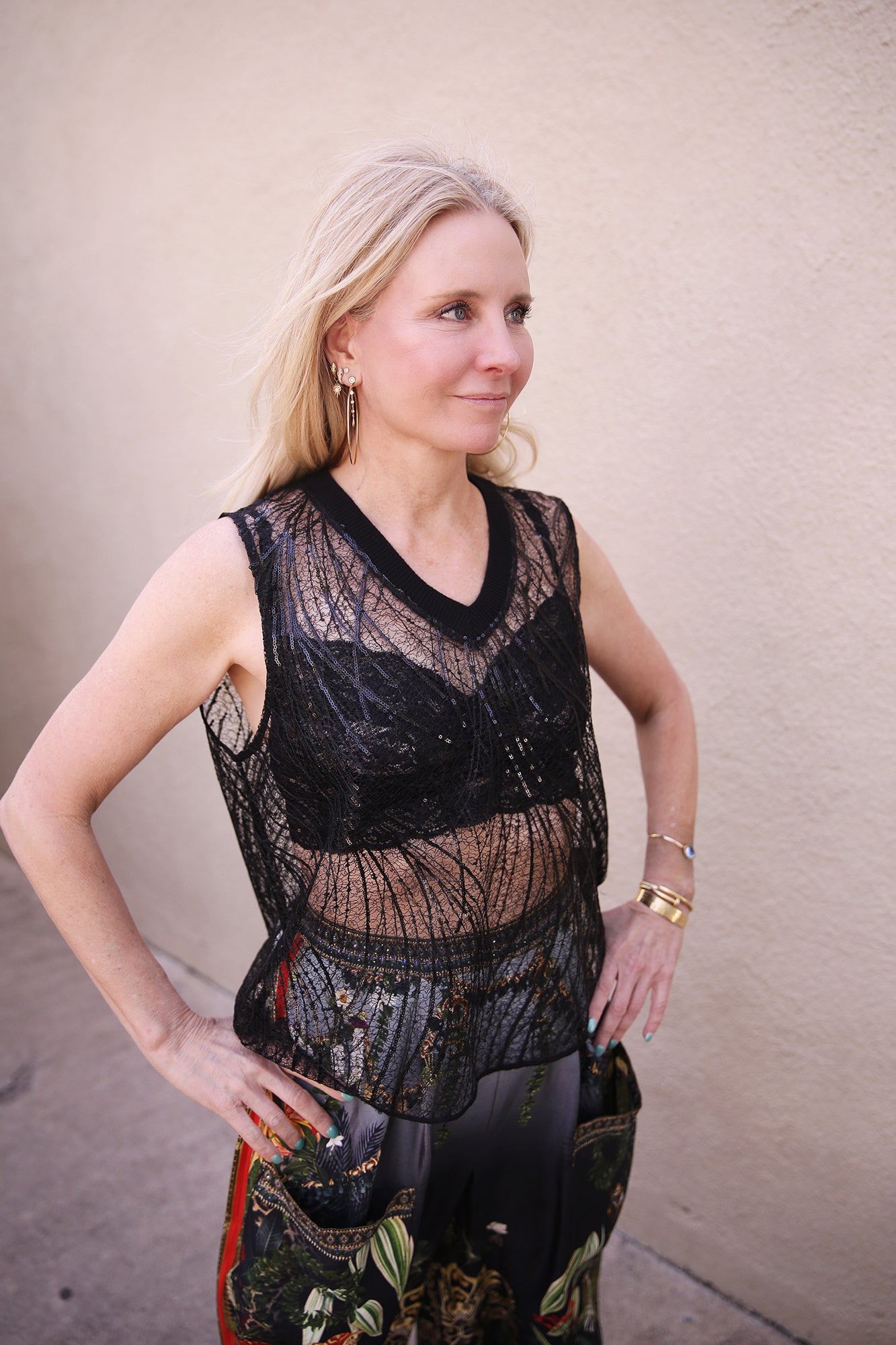 Black Web With Sequin Detail Gilet