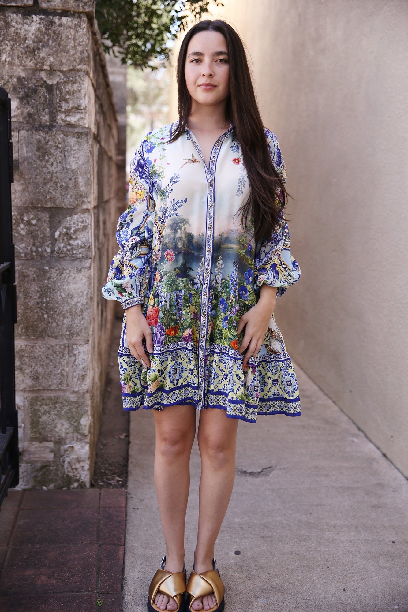 Long Sleeve Tiered Short Dress