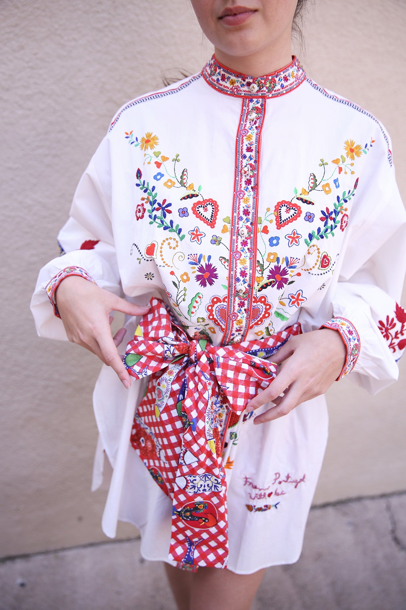 Waist Tie Button Through Shirt