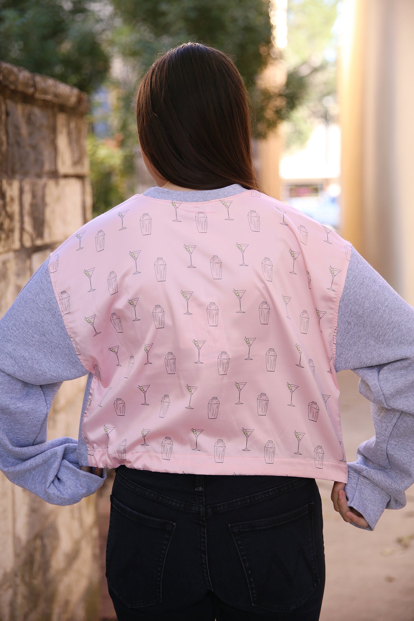 Chase Crop Grey W/Pink Pearl Martini