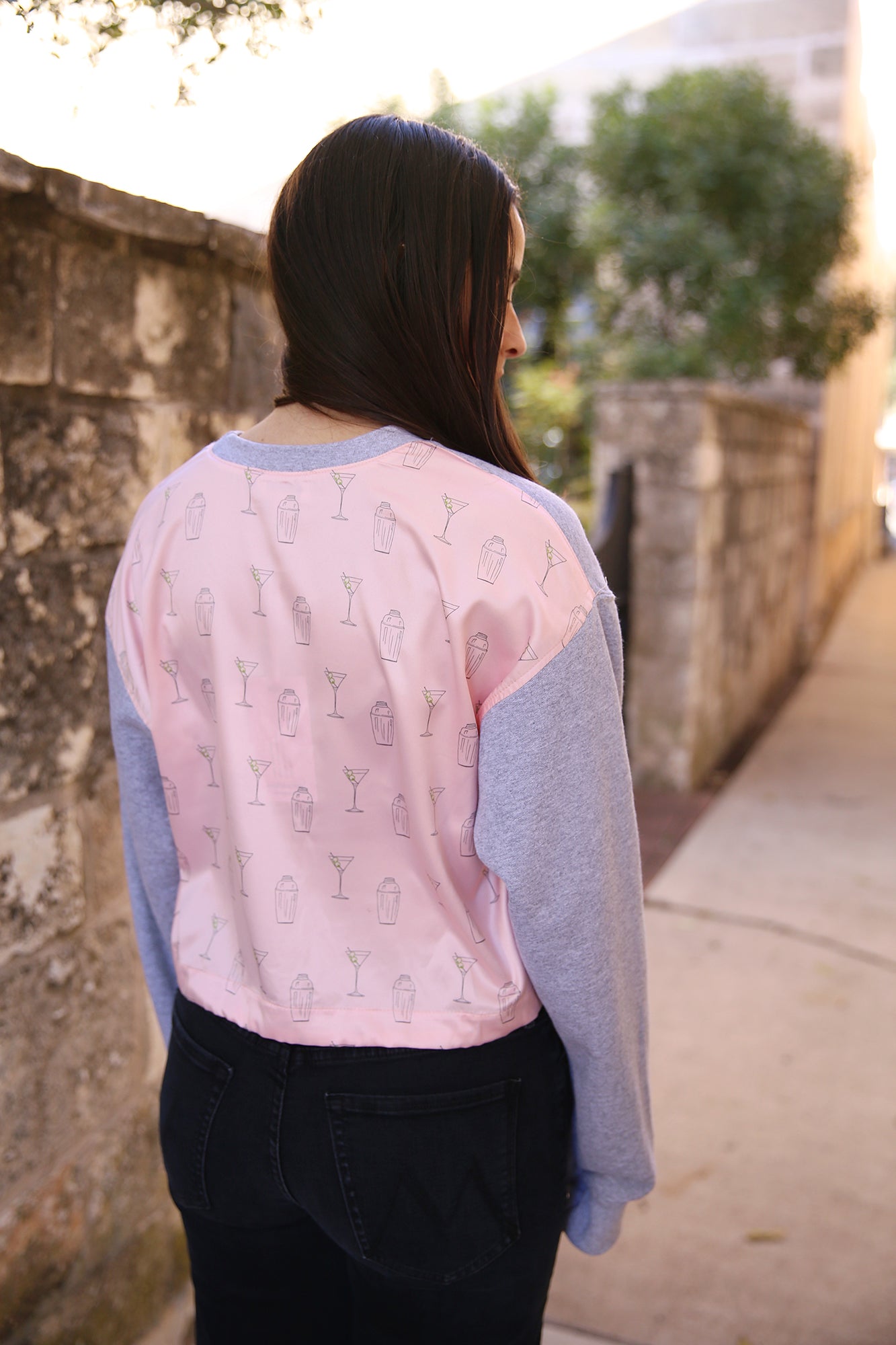 Chase Crop Grey W/Pink Pearl Martini