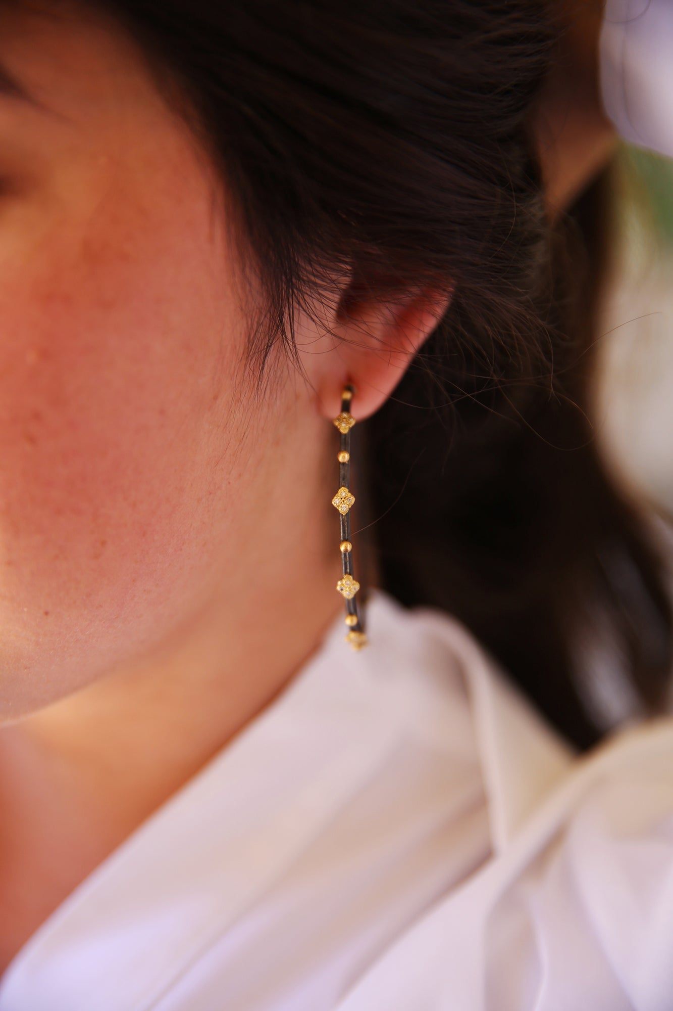 Crivelli 52mm Granulation And Diamond Hoop Earrings