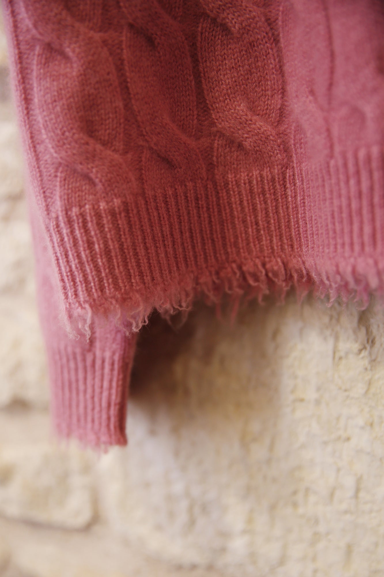 Cable V Neck Cardi Old Rose