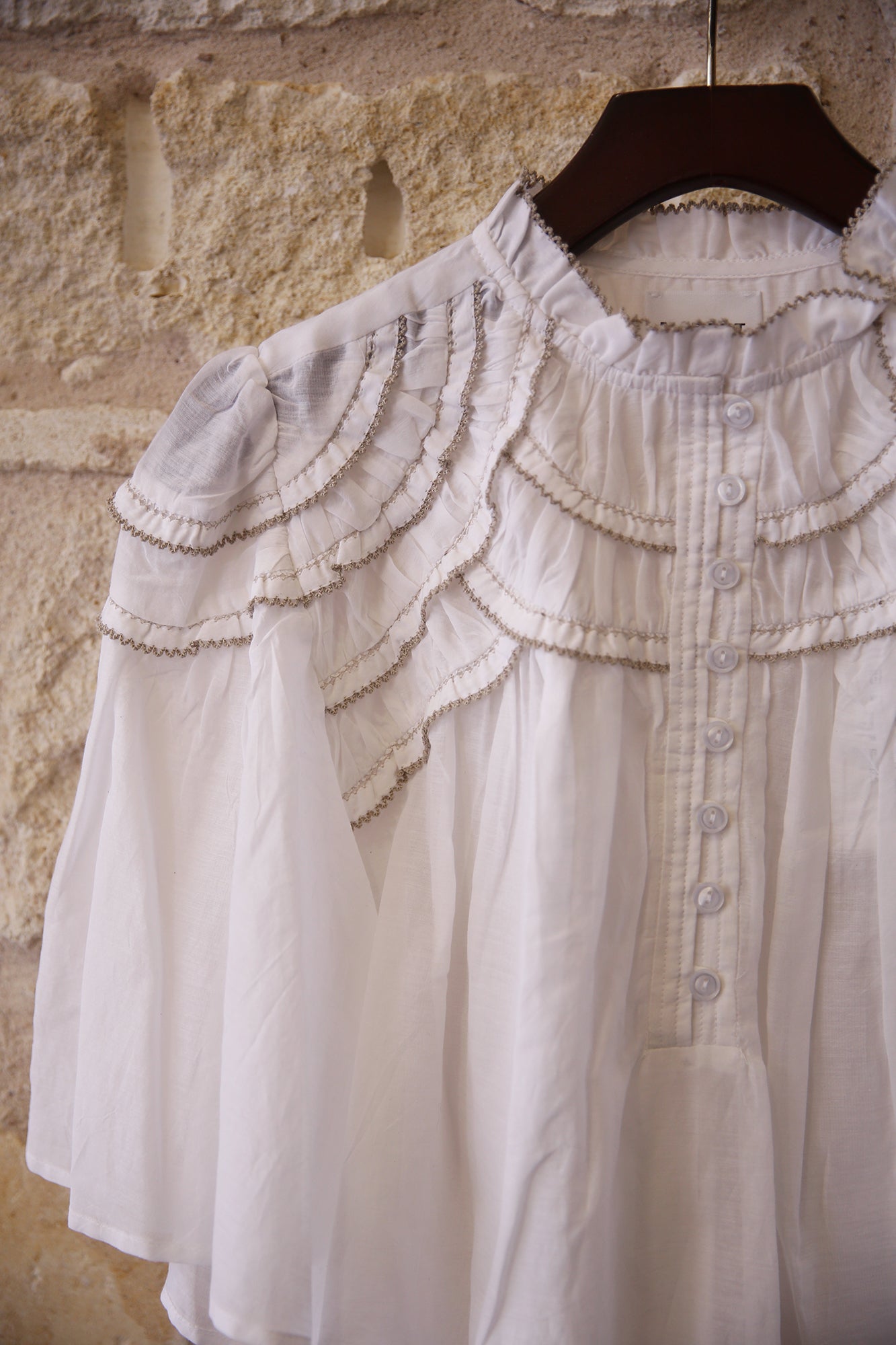 Carmen Gathered Cotton Voile Top