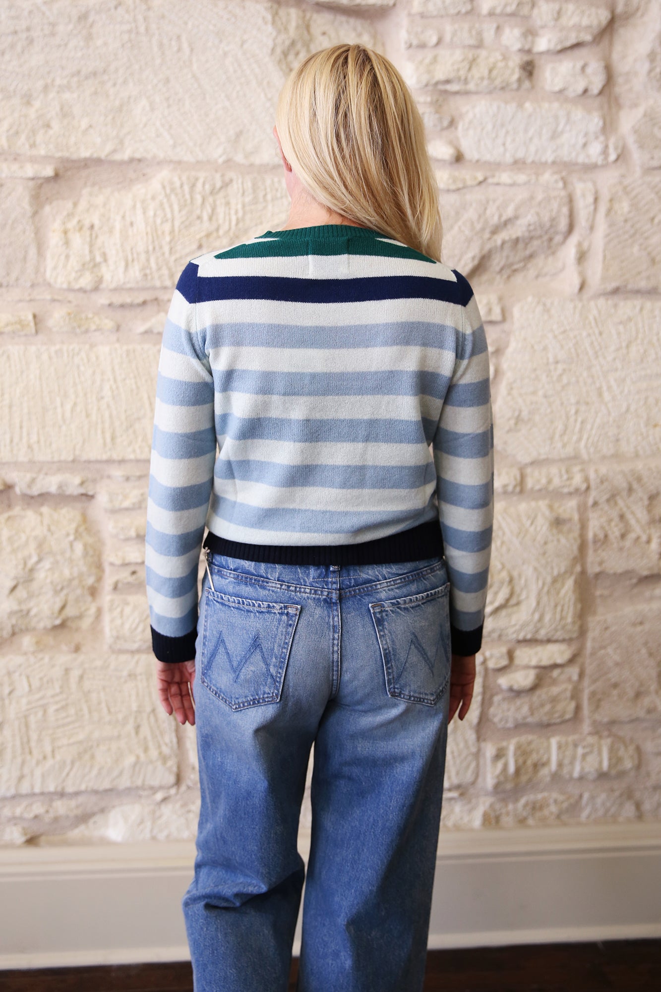 Cashmere Gradient Stripe Crew Sweater