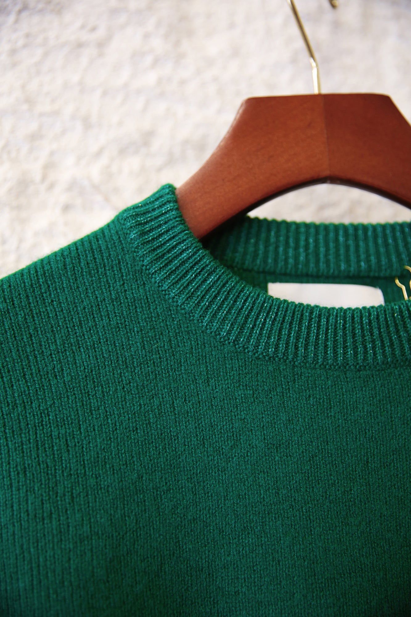 Cashmere Wool Contrast Lurex Rib Crew Sweater