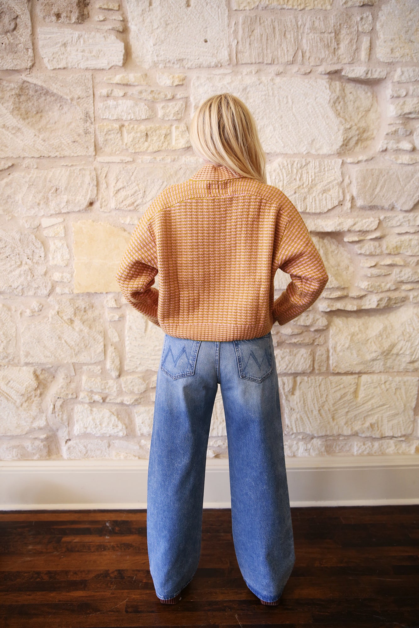 Cashmere Wool Crop Rick Rack Vee Sweater