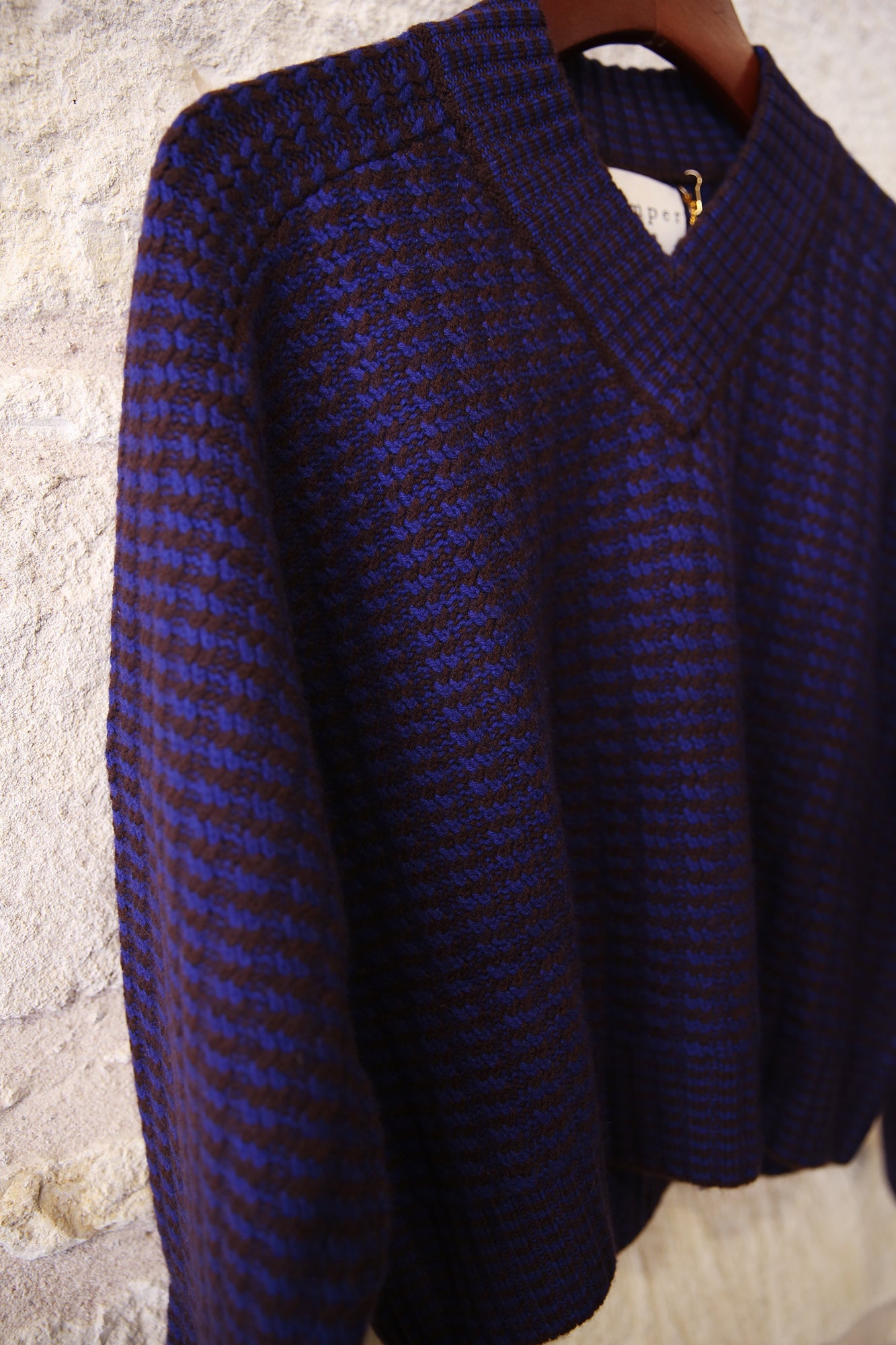 Cashmere Wool Crop Rick Rack Vee Sweater