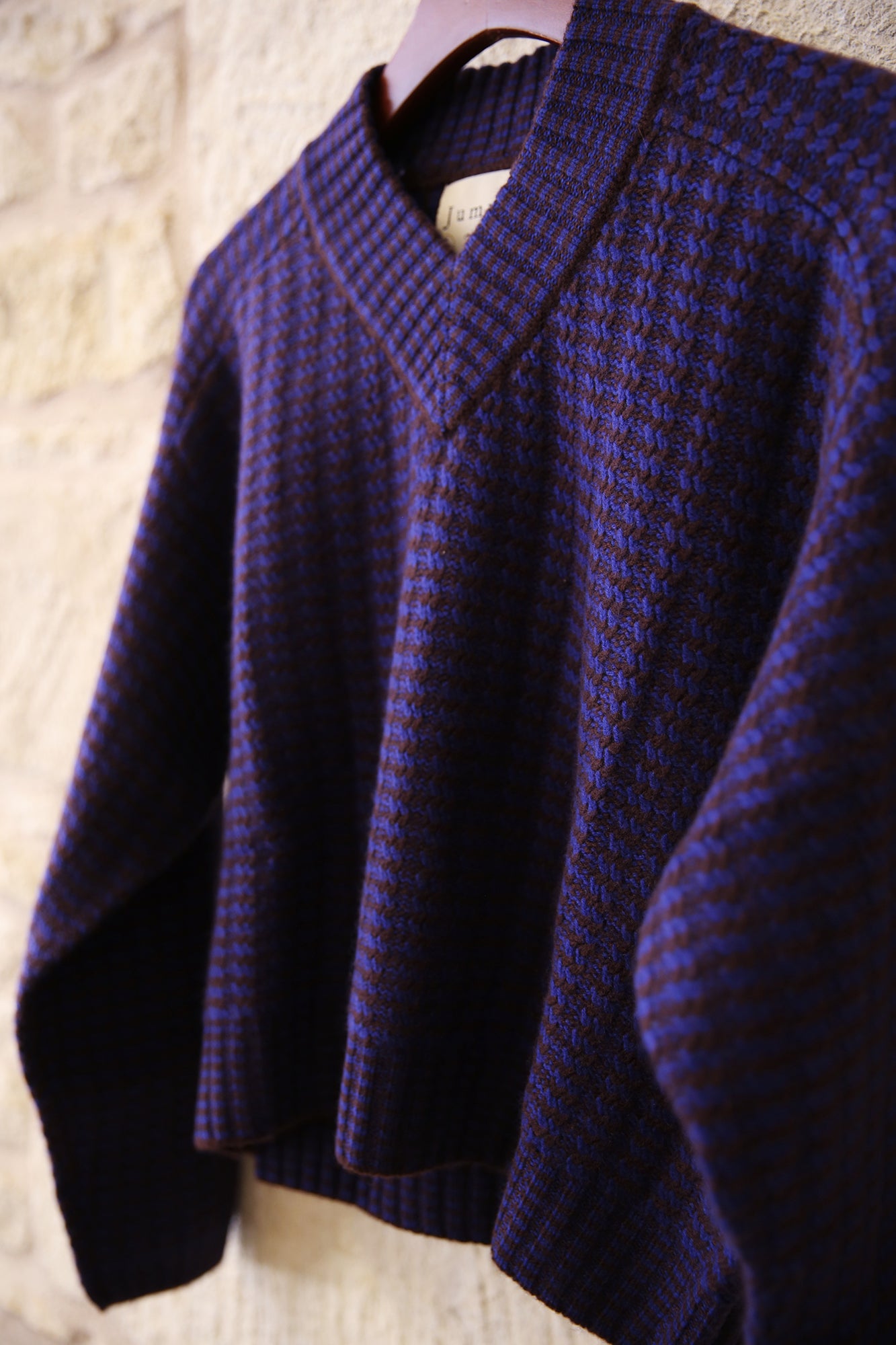 Cashmere Wool Crop Rick Rack Vee Sweater
