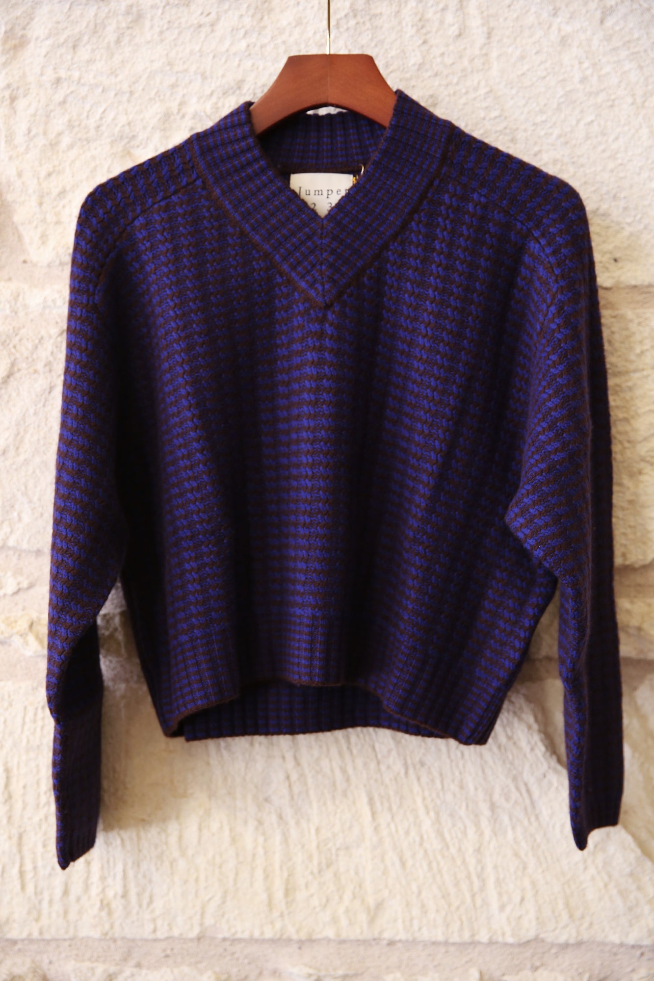 Cashmere Wool Crop Rick Rack Vee Sweater