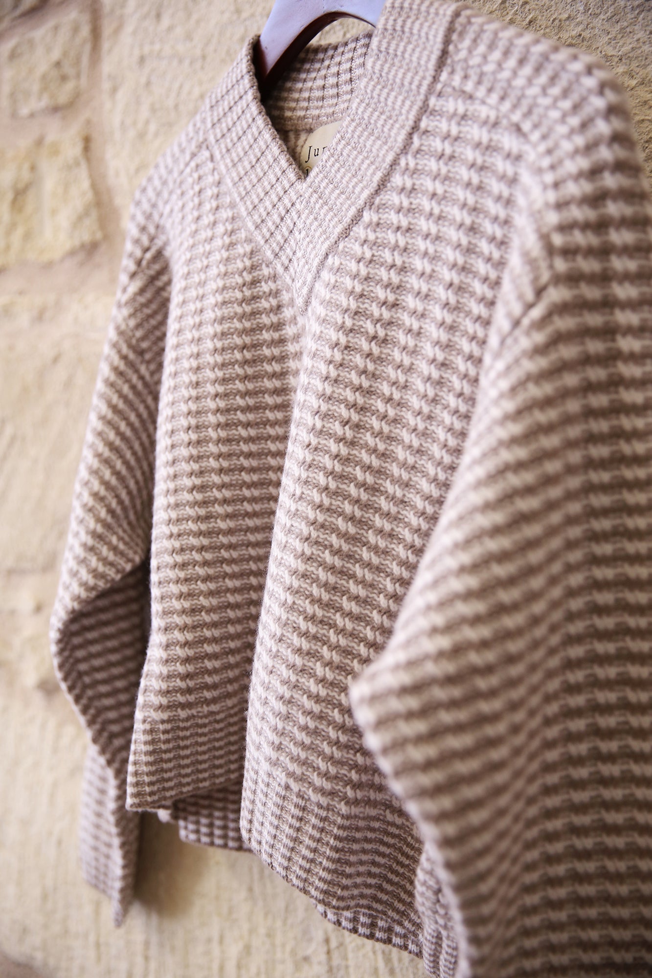 Cashmere Wool Crop Rick Rack Vee Sweater