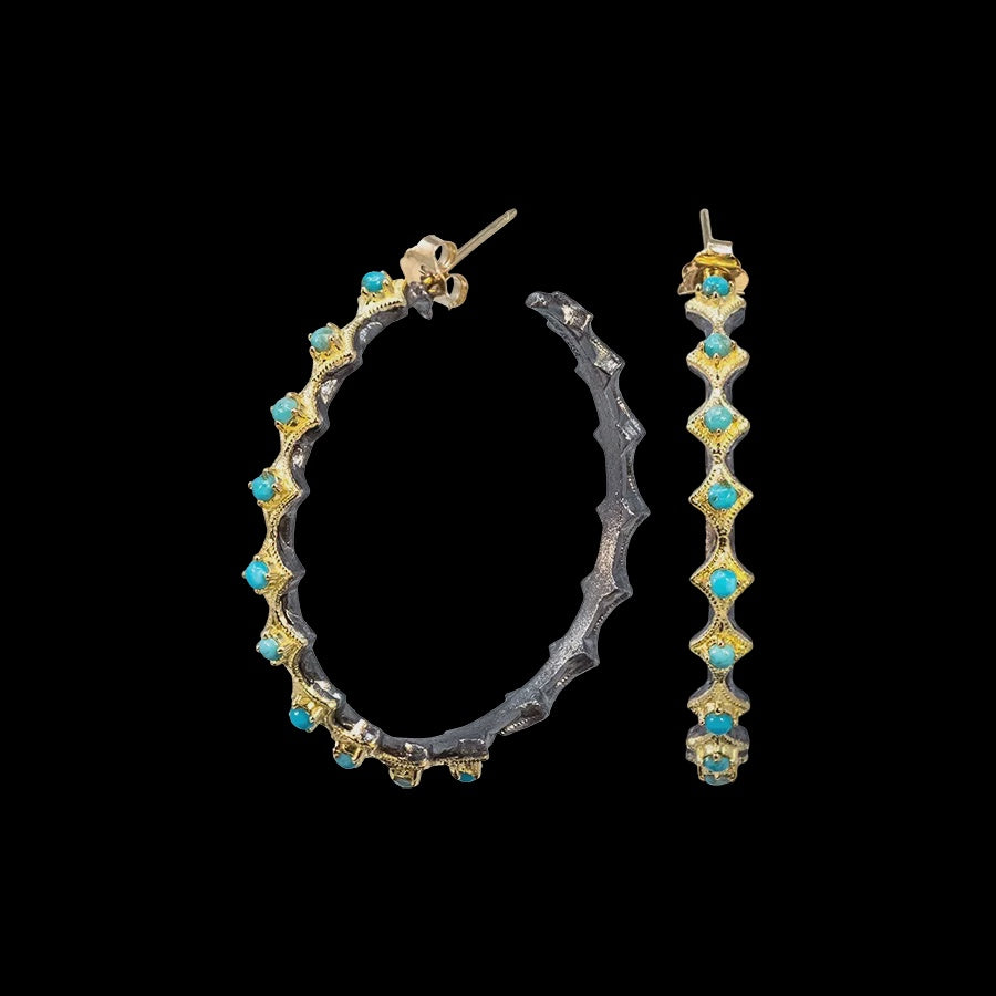 35MM Turquoise Crivelli Hoop Earring