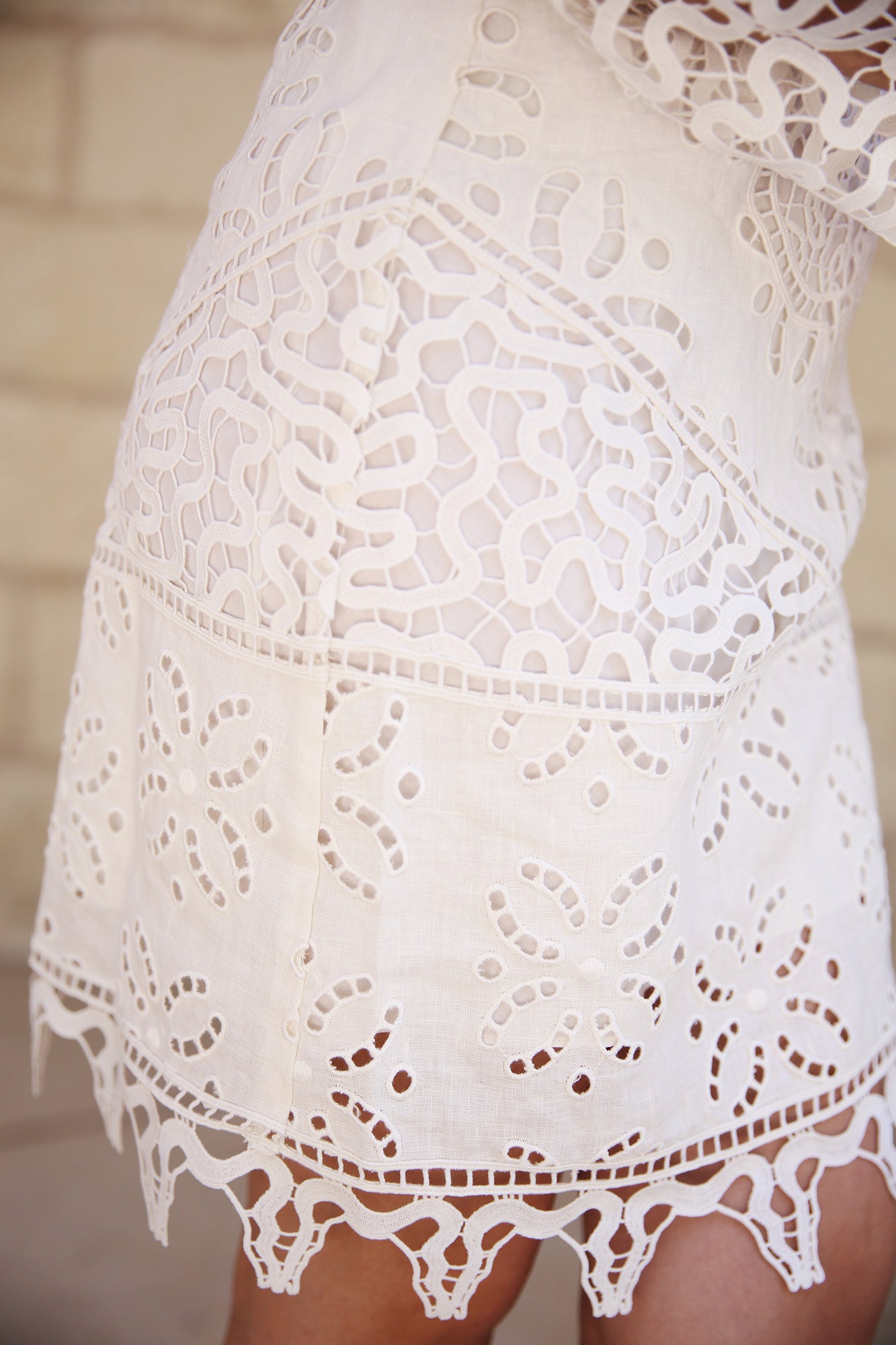 Eleni Dress Patchwork Linen Eyelet Pristine