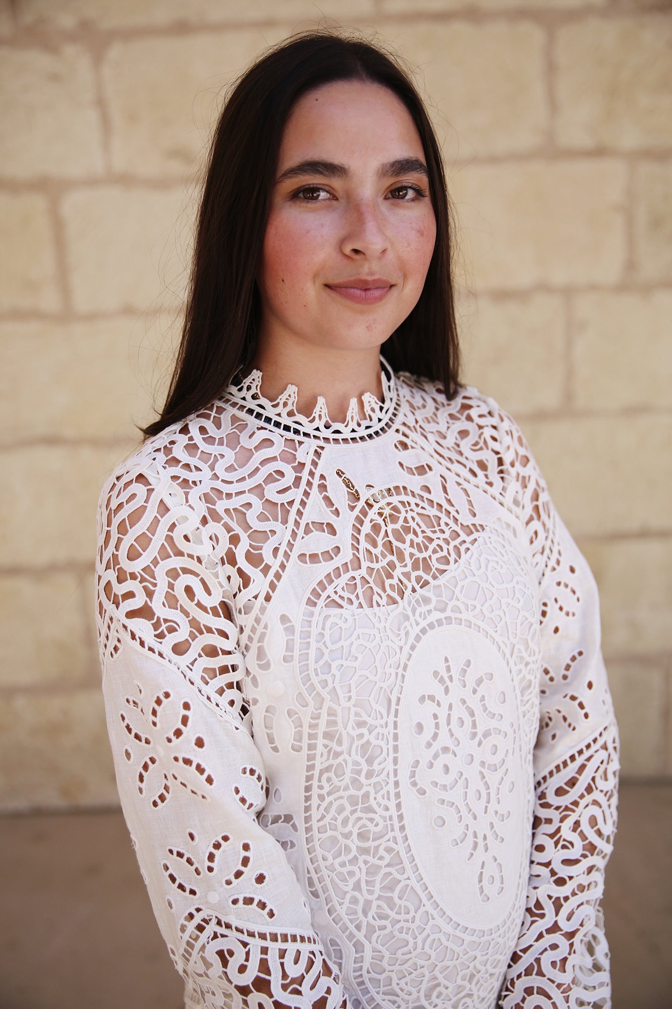 Eleni Dress Patchwork Linen Eyelet Pristine