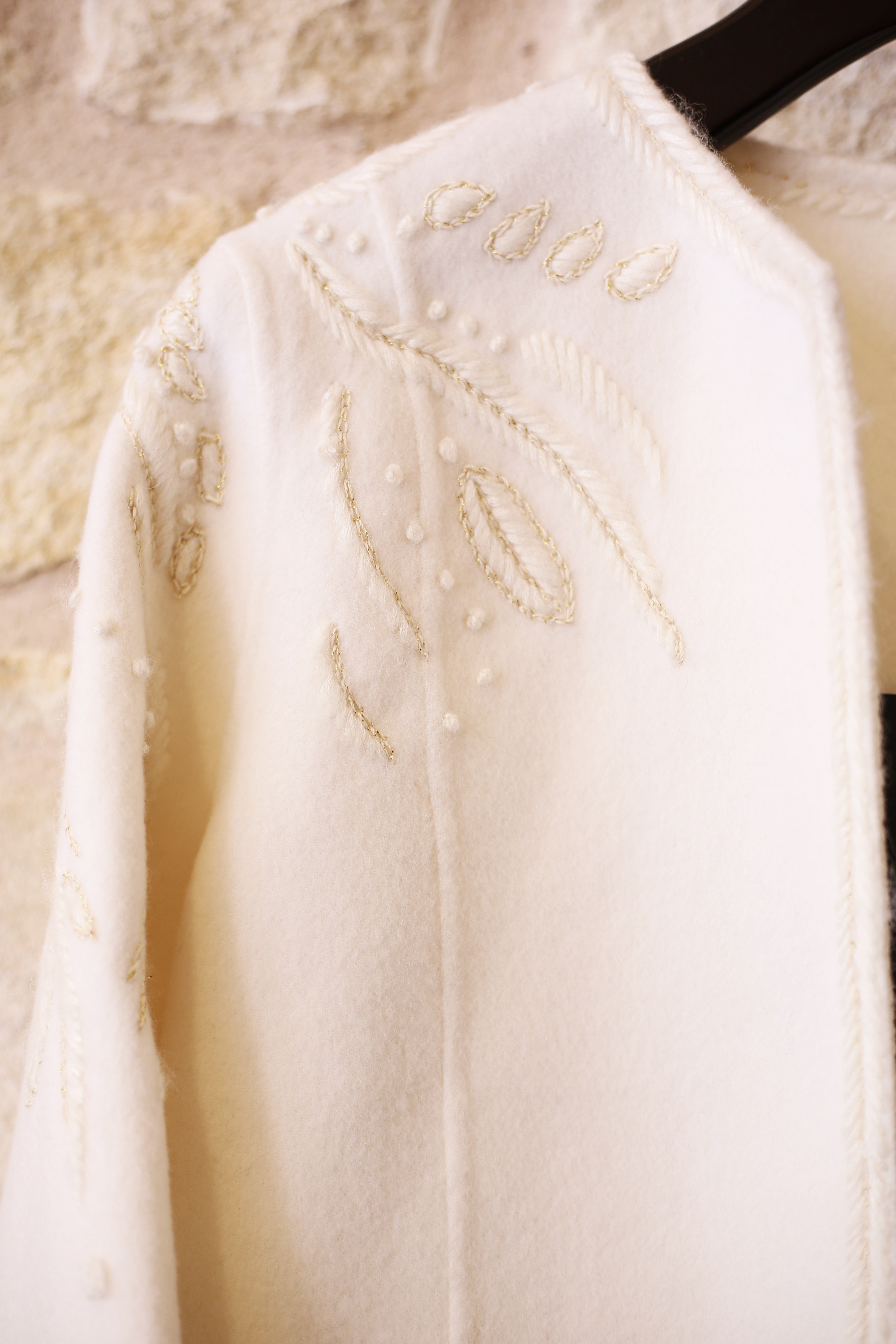 Embroidered Cropped Wool Jacket