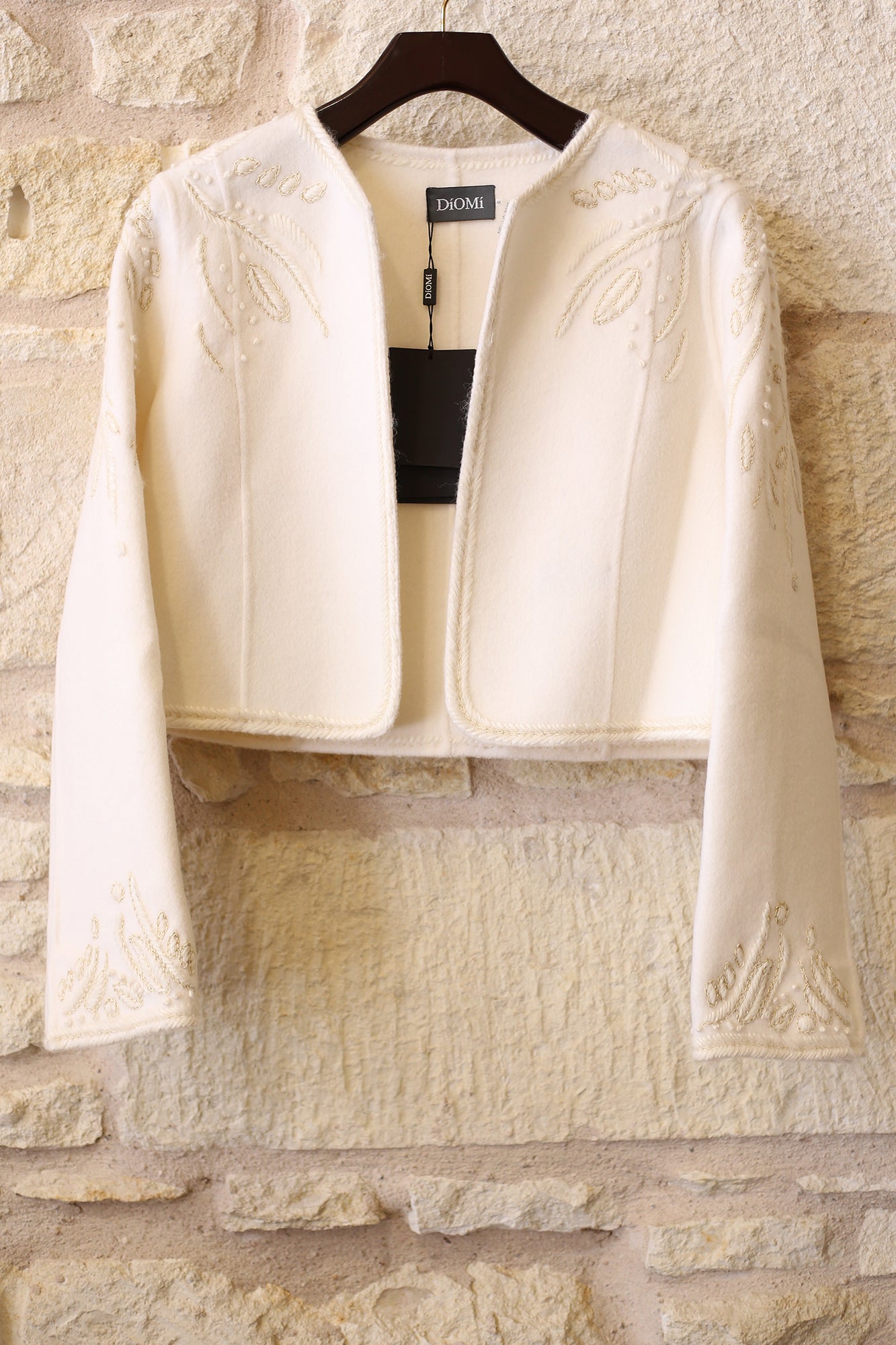 Embroidered Cropped Wool Jacket