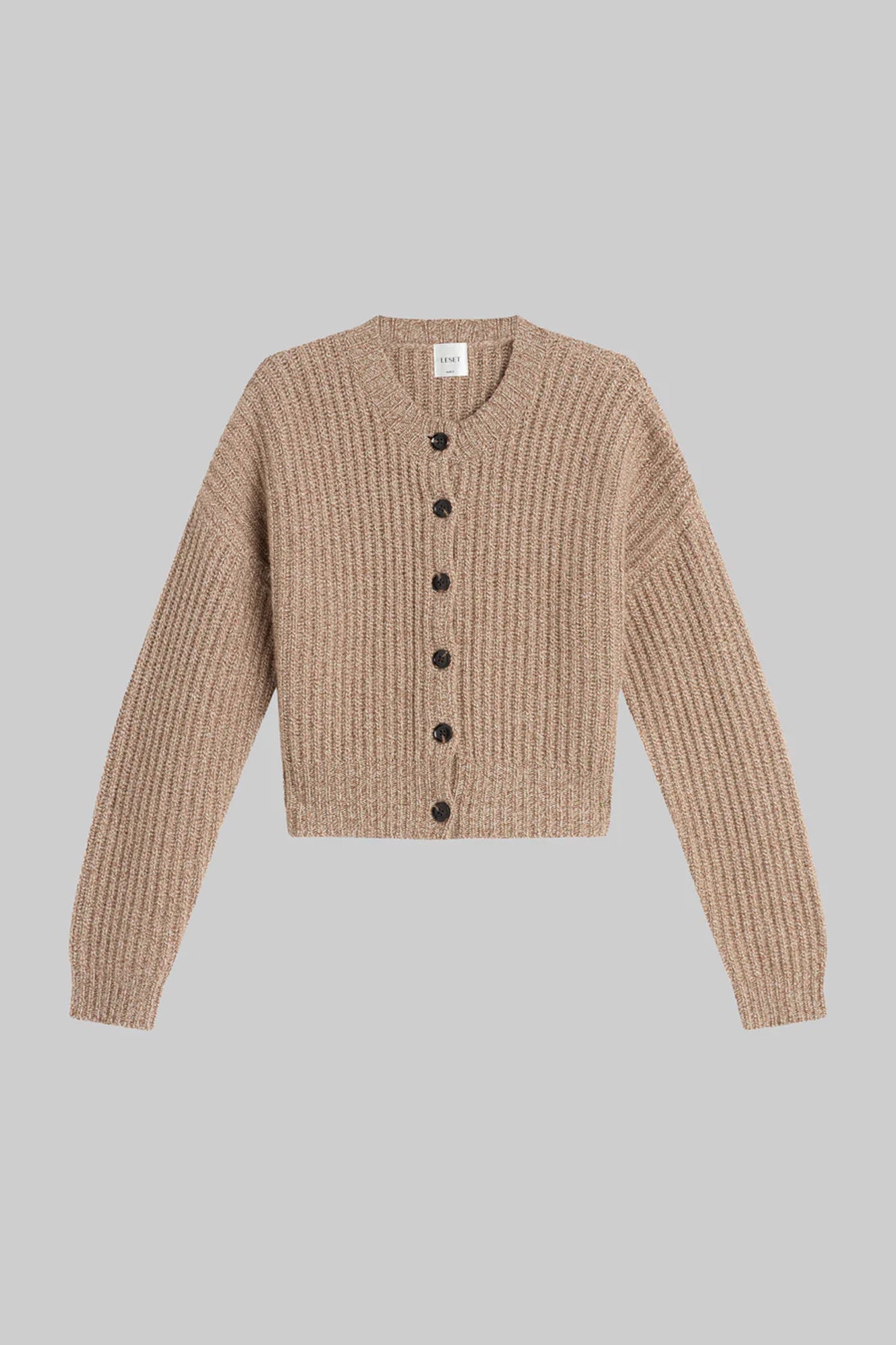 Emma Cashmere/Wool Rib Cardigan Oatmeal