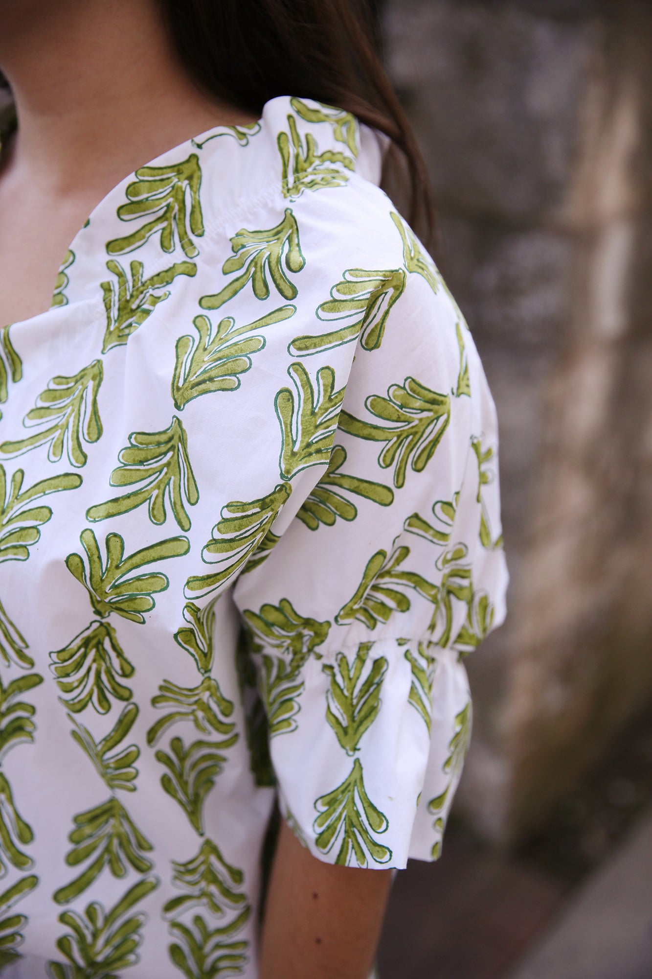 Crosby Top Mended Palmetto Print