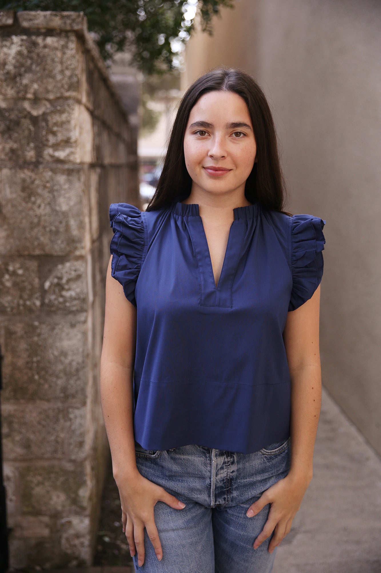 Remy Top Solid Silky Poplin