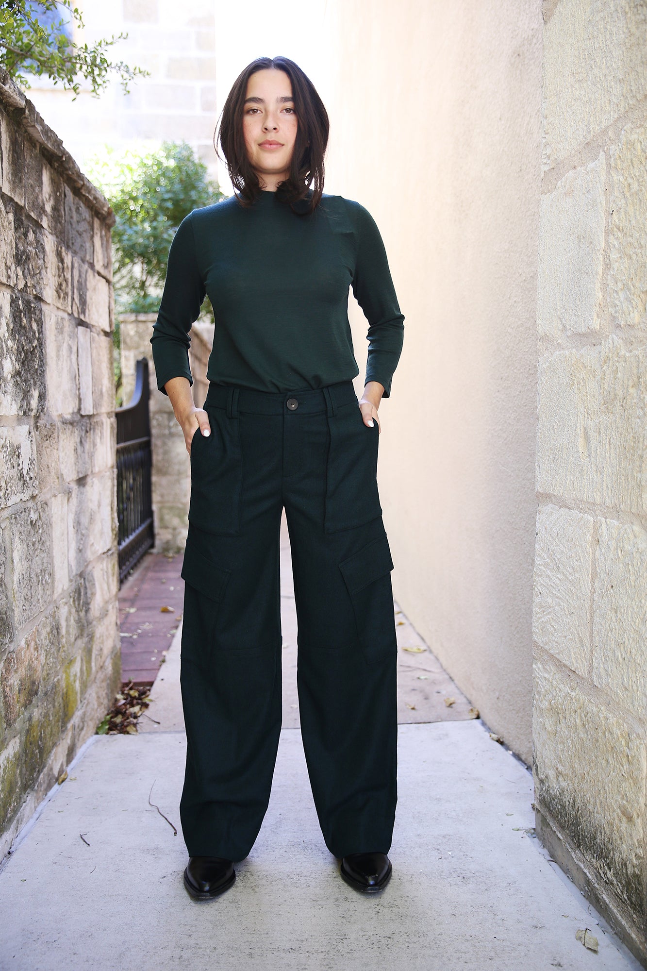 Flannel Wide-Leg Cargo Pant Sea Onyx
