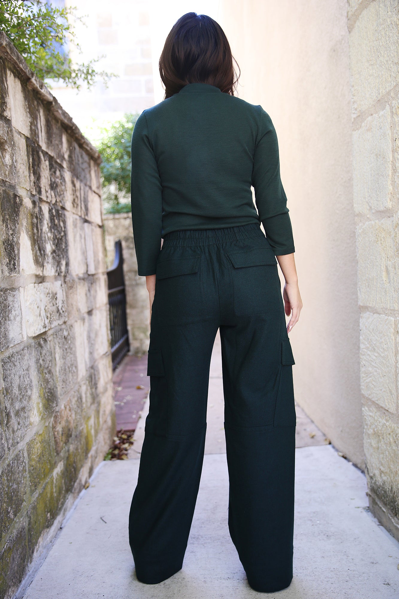 Flannel Wide-Leg Cargo Pant Sea Onyx