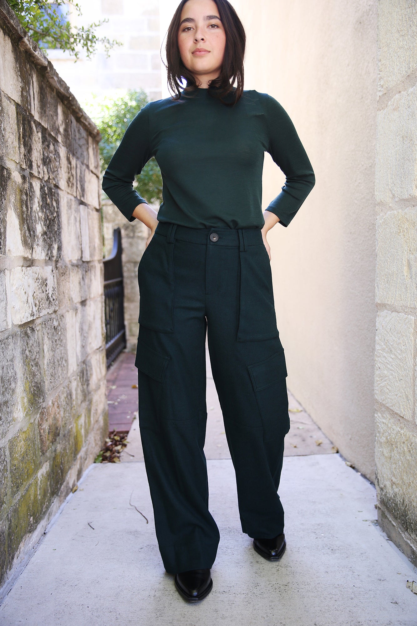Flannel Wide-Leg Cargo Pant Sea Onyx
