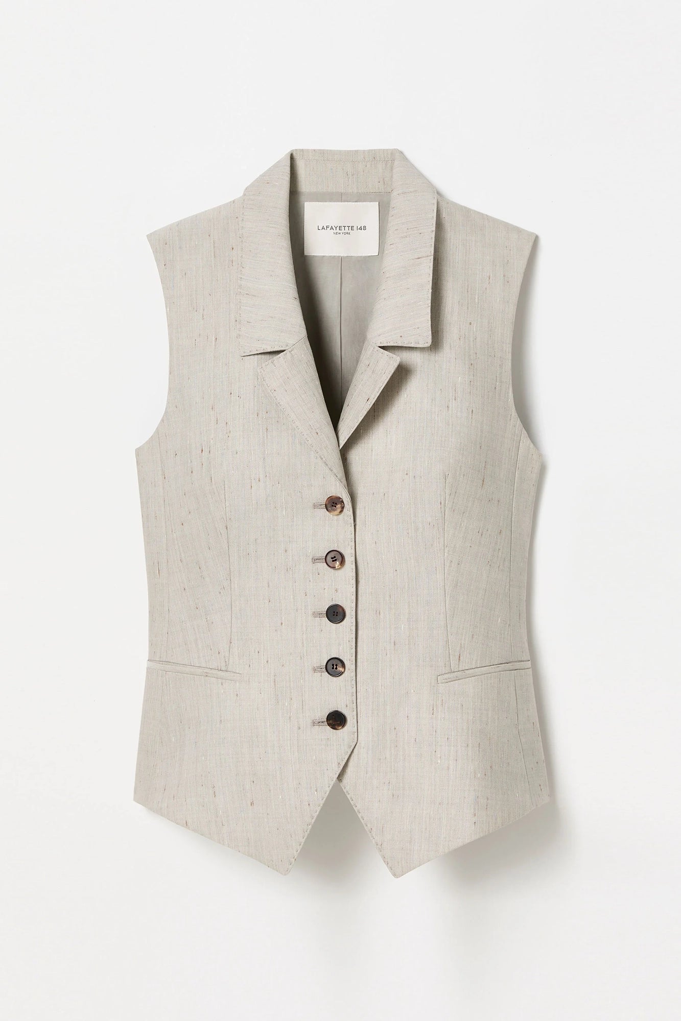 Flecked Wool-Silk- Waistcoat Vest Pencil Grey Multi