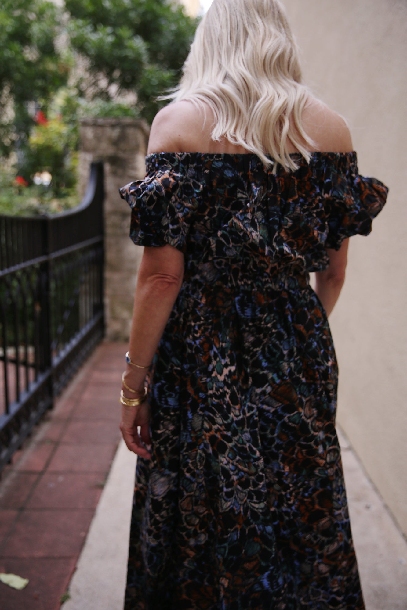 Gabi Blue Printed Cotton Midi Dress Starling