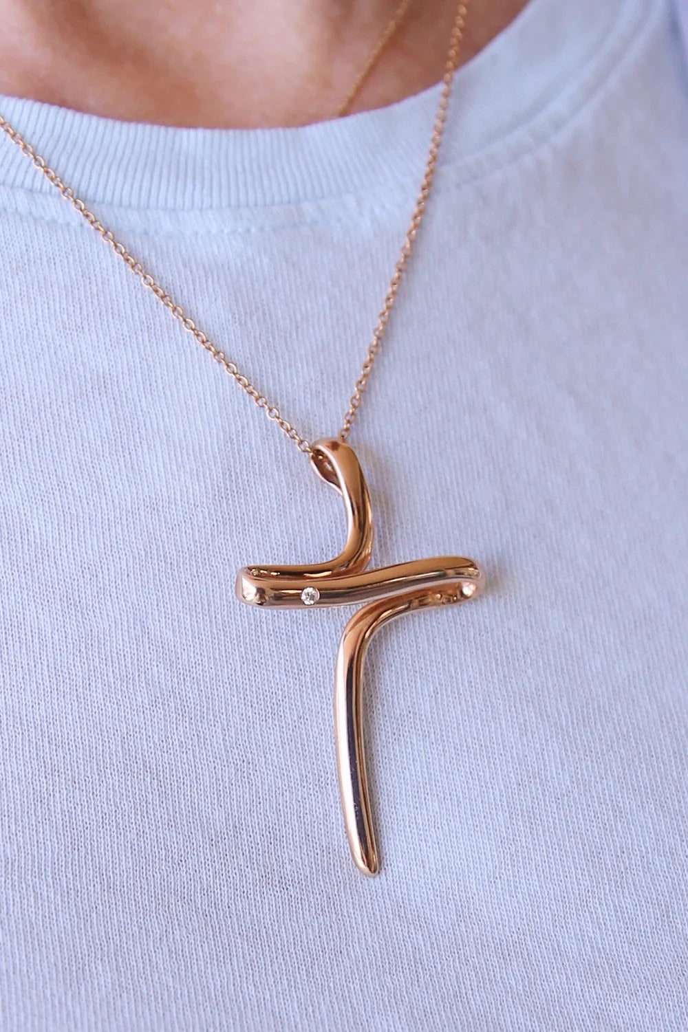 Ribbon Sz1 White Diamond Bezel Set Necklace