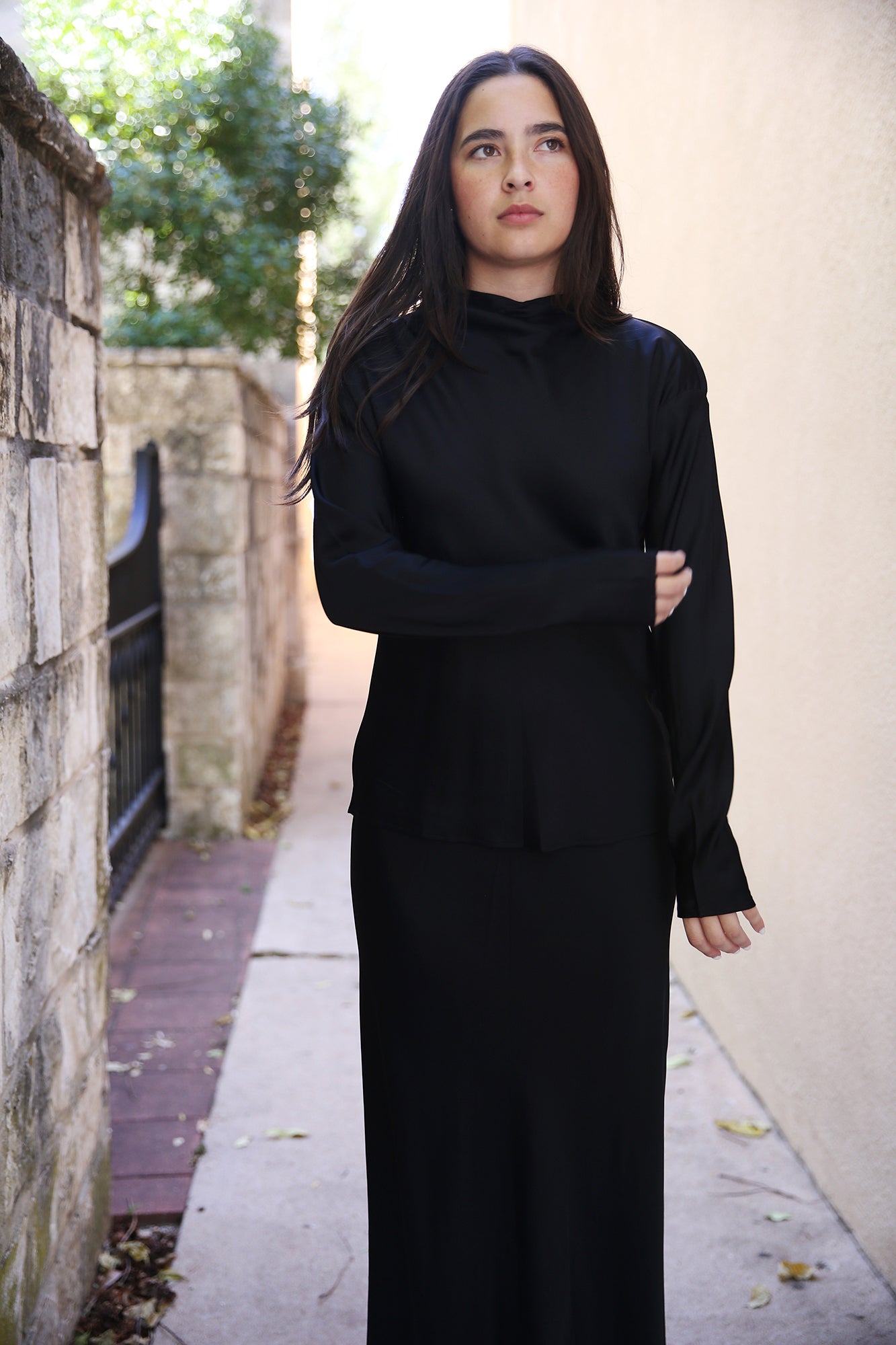 Georgia Satin Top Black