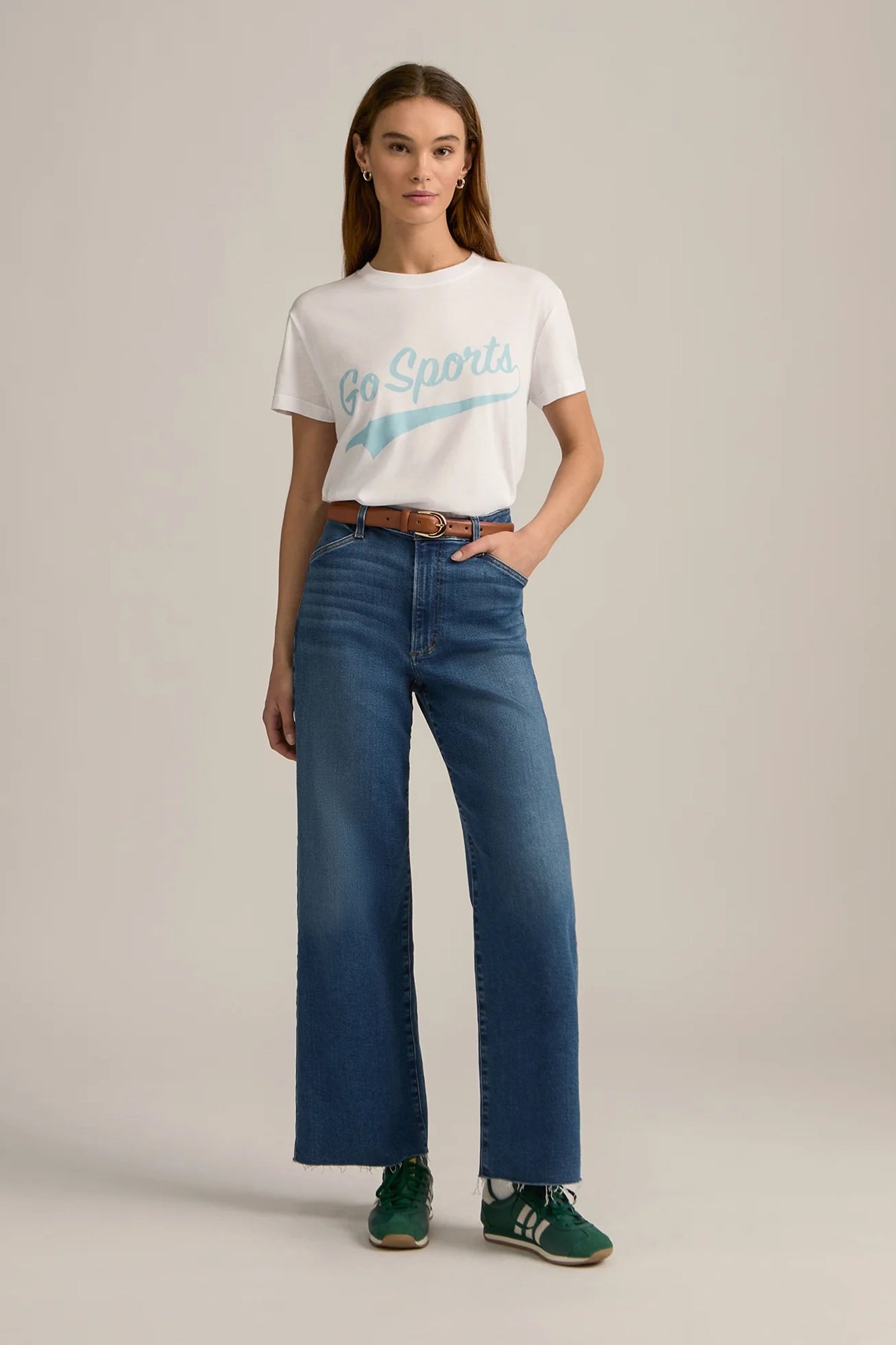 Go Sports Tee White w/Baby Blue