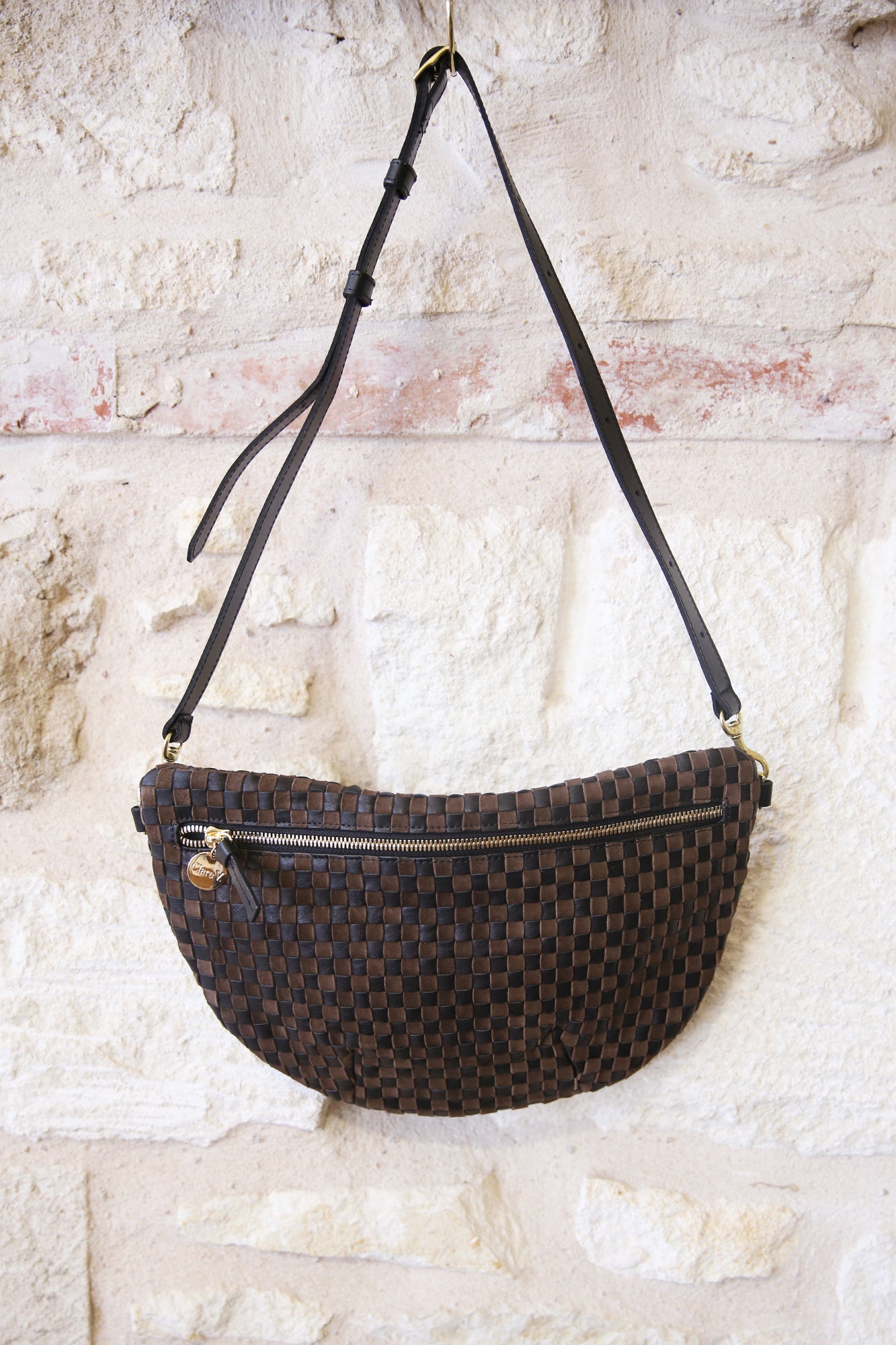 Grande Fanny Black/Chocolate Woven Checker Mini Bag
