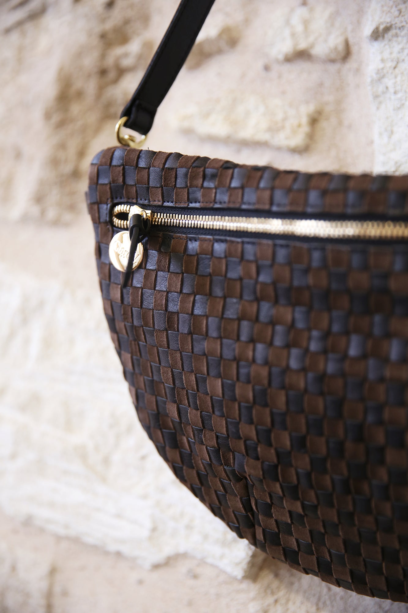 Grande Fanny Black/Chocolate Woven Checker Mini Bag