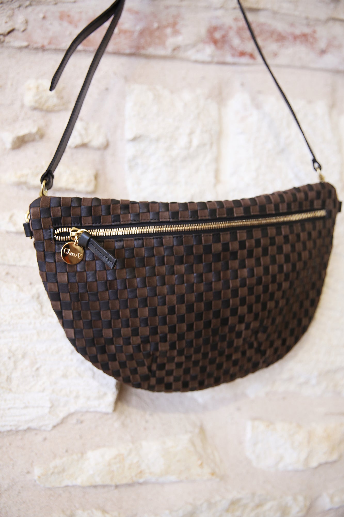 Grande Fanny Black/Chocolate Woven Checker Mini Bag